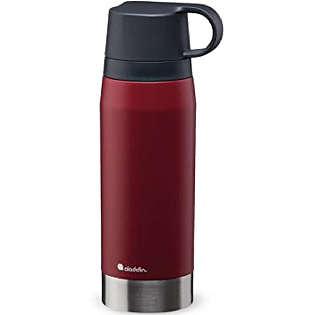 Aladdin CityPark Thermavac Twin Cup Bottle 1.1L Burgundy Red â€“ BPA Free Stainless Steel Bottle with Built in Twin Cup - Keeps Cold or Hot for 25 Hours - Leakproof - Dishwasher Safe