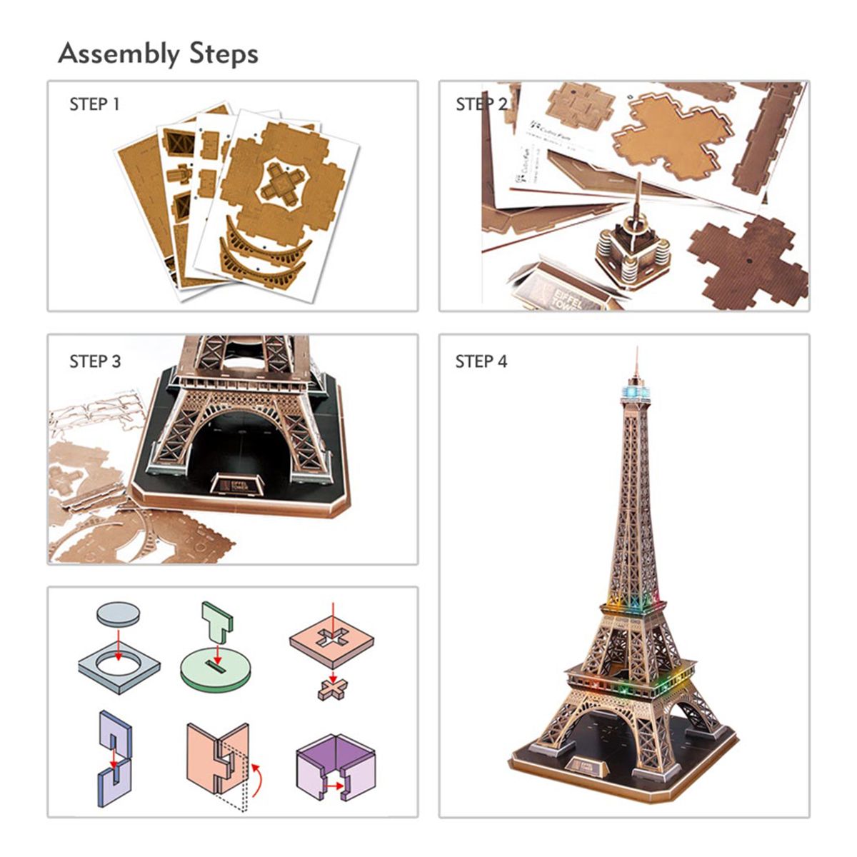 Cubic Fun 3D Puzzle Led Eiffel Tower 84Pcs B/O