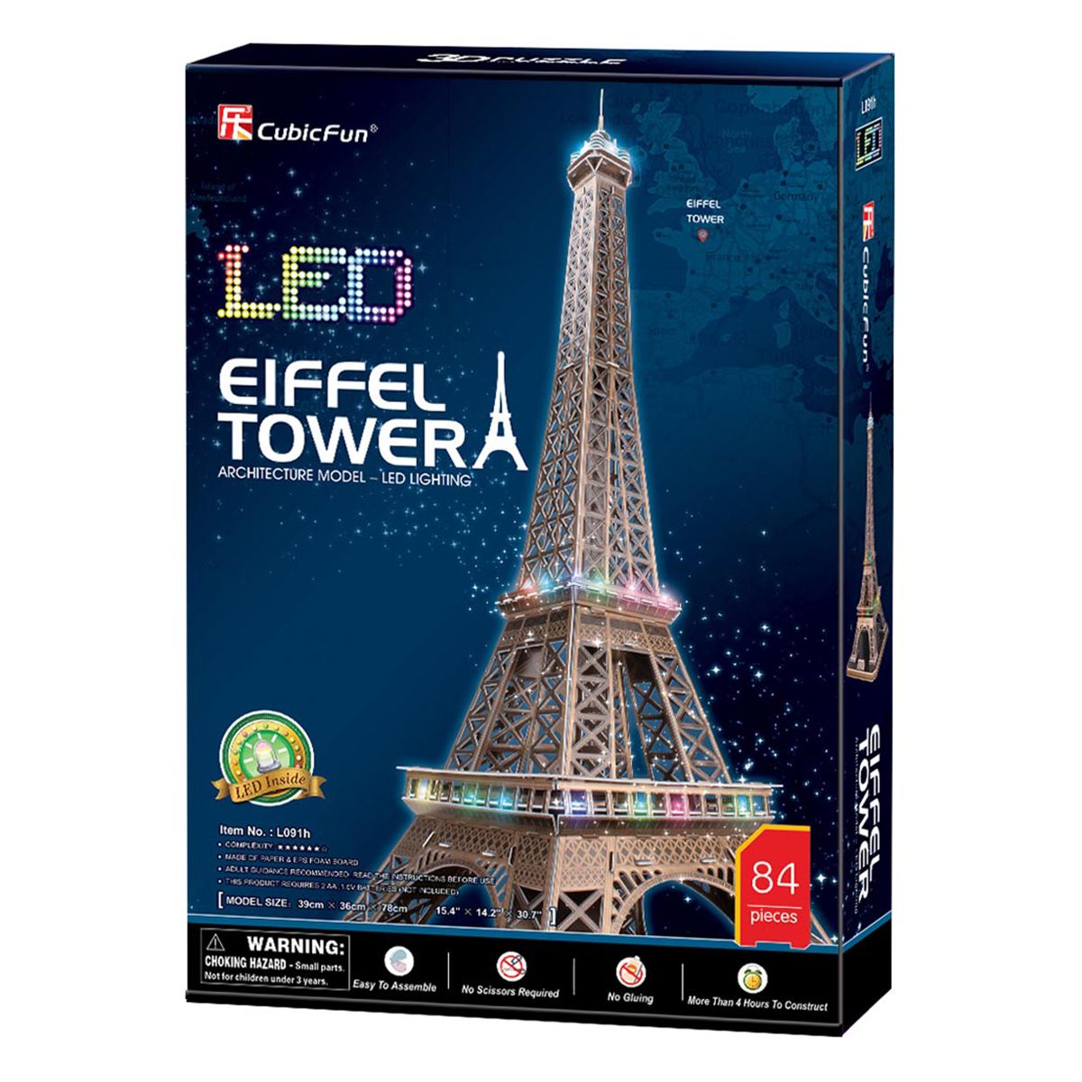 Cubic Fun 3D Puzzle Led Eiffel Tower 84Pcs B/O