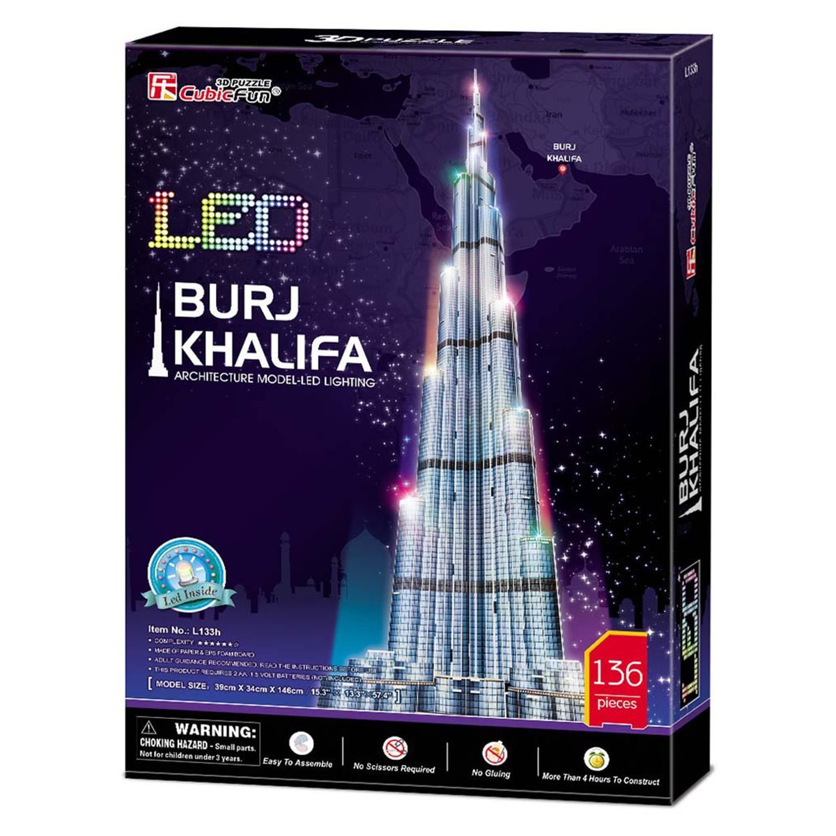 Cubic Fun 3D Puzzle Led Burj Khalifa 136Pcs B/O