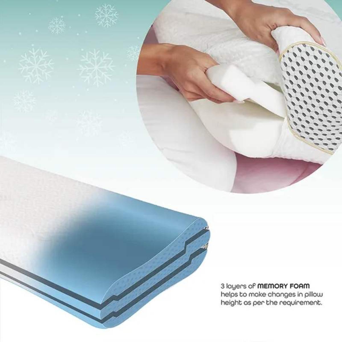 Moon Contour Memory Foam Pillows height adjustable with Cool fabric