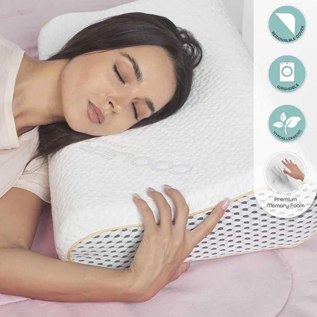 Moon Contour Memory Foam Pillows height adjustable with Cool fabric