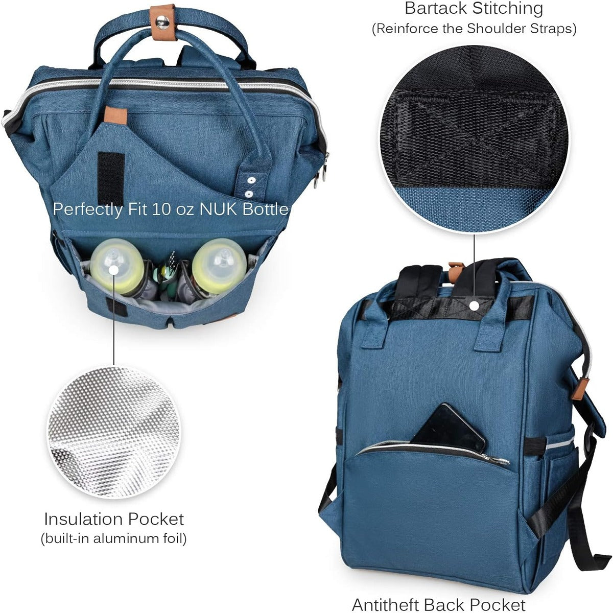 Almeda Alameda Diaper Backpack Large Blue