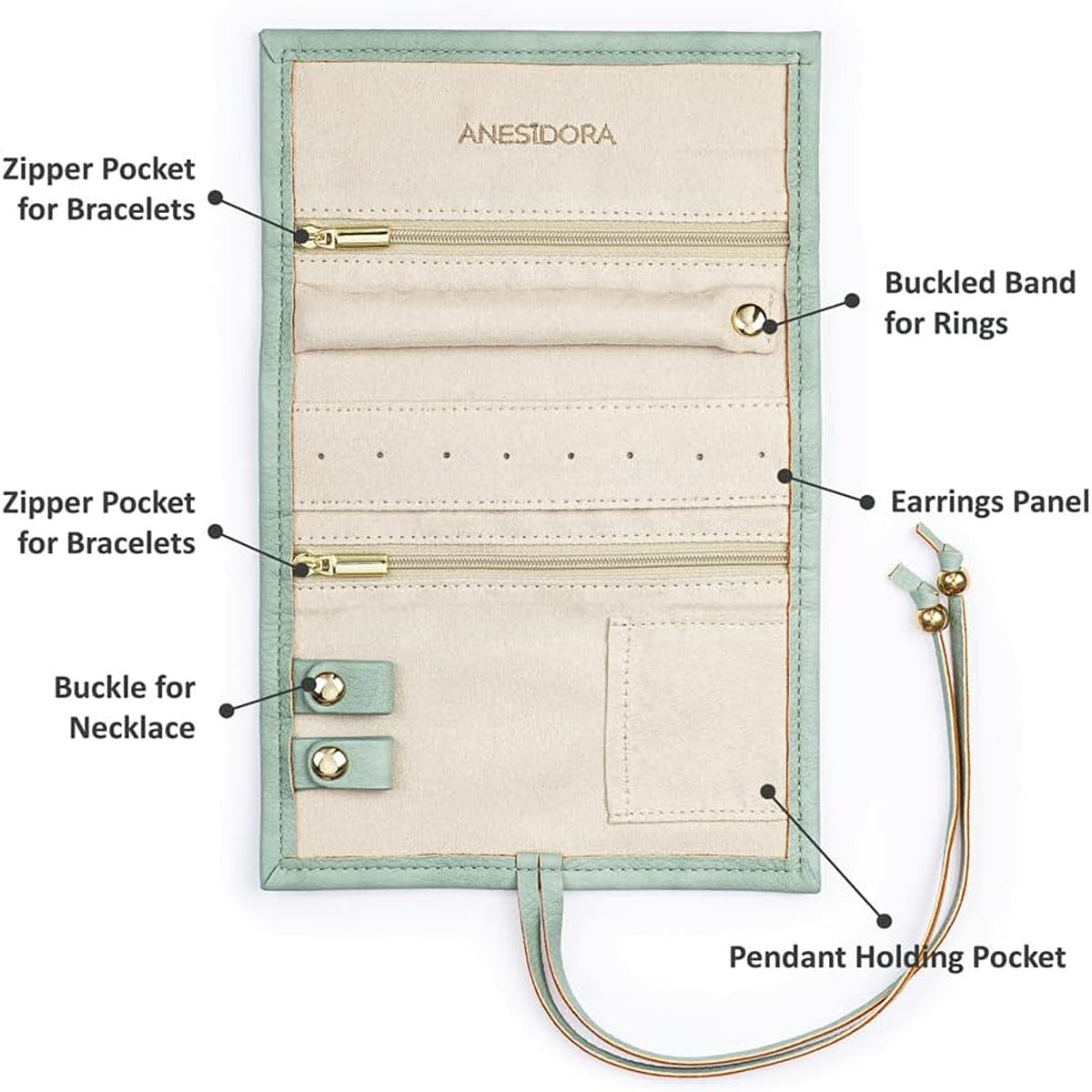 Almeda Alameda Anesidora Jewelry Case Green