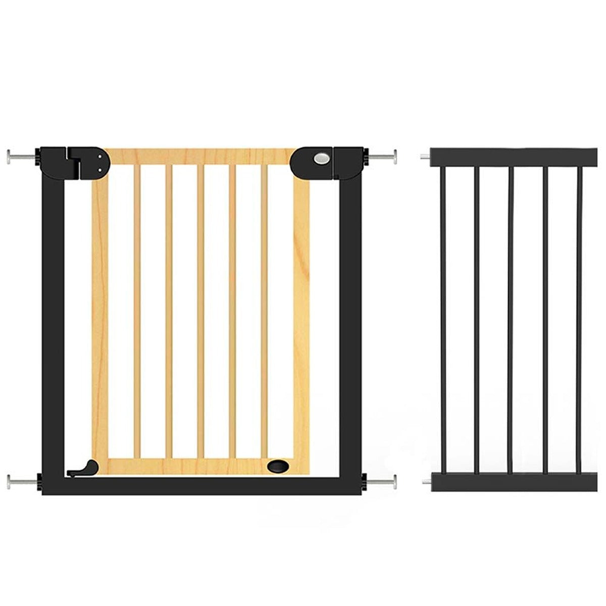 Baby Safe Baby Safe - Wooden Safety Gate W/ 35cm Black Extension - Natural Wood