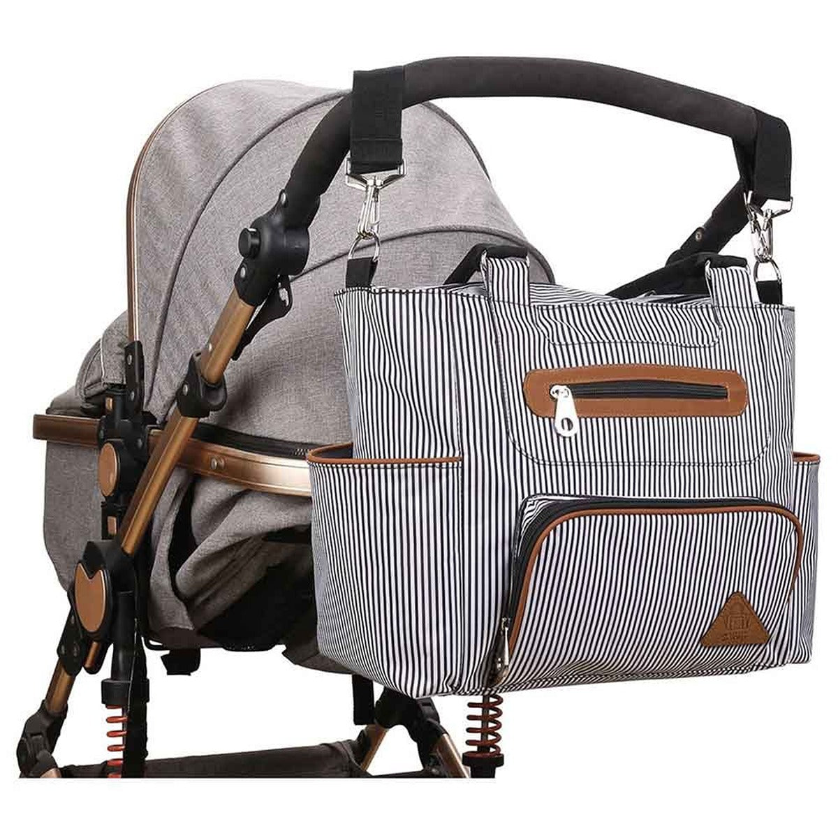 Little Story Little Story - Diaper Bag Set of 6 With Hooks - Black