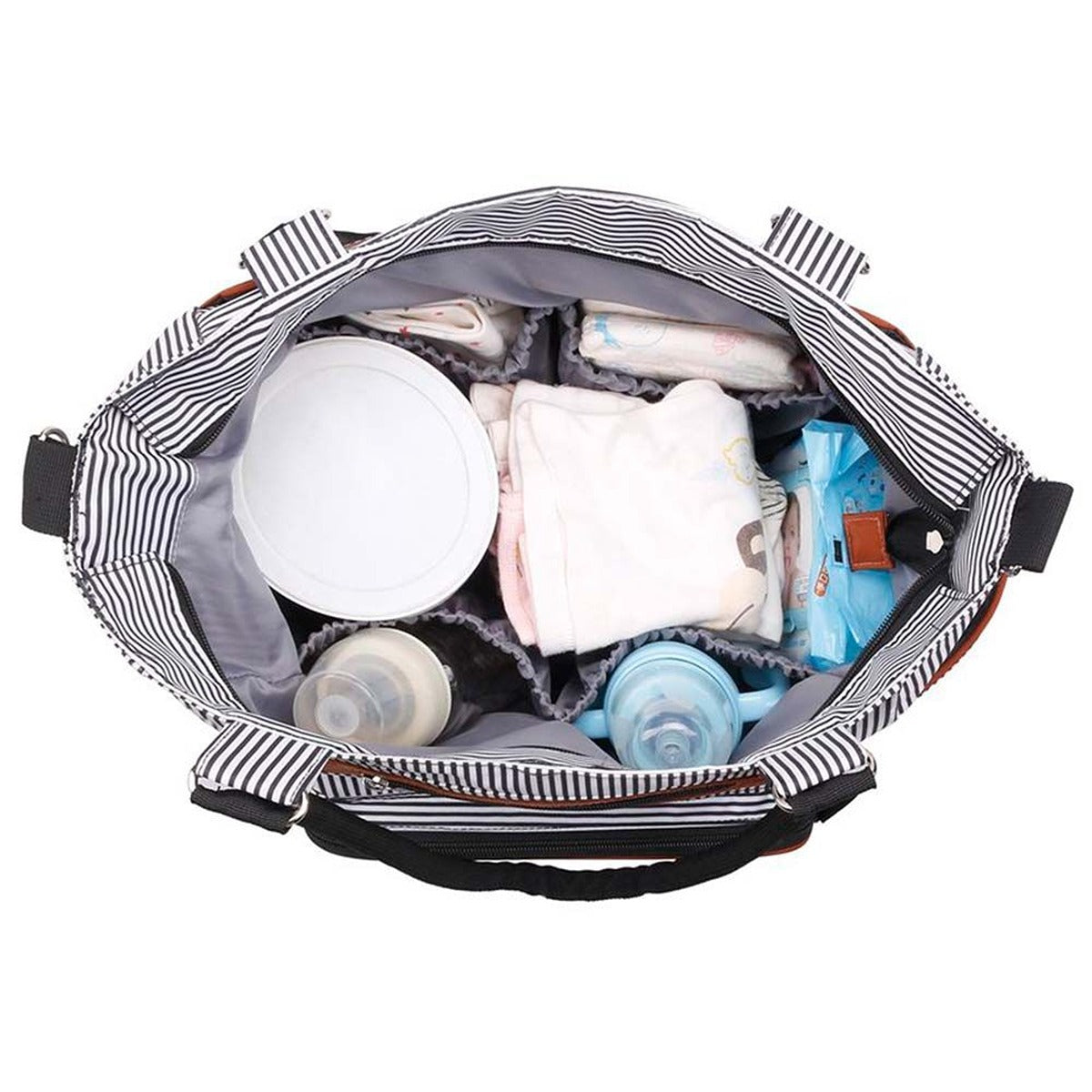 Little Story Little Story - Diaper Bag Set of 6 With Hooks - Black