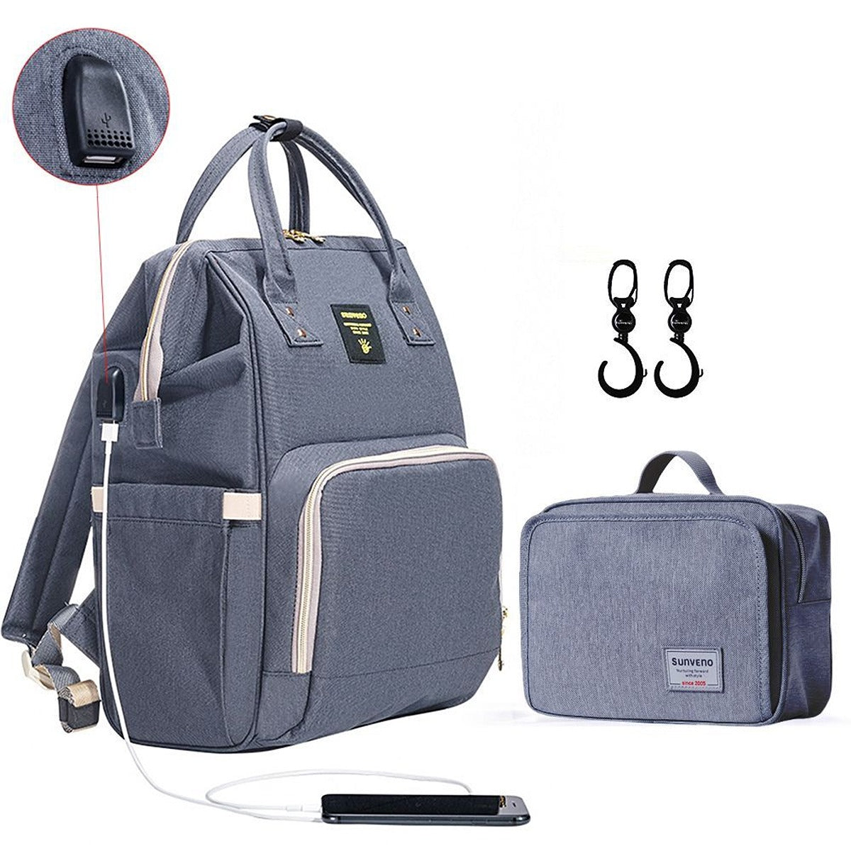 Sunveno Sunveno - Mamma Diaper Bag Kit - Grey