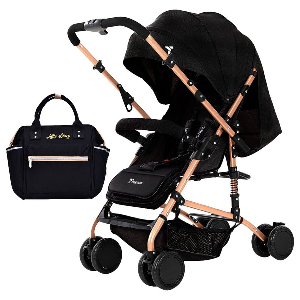 Teknum Teknum - Reversible Trip Stroller w/ Ace Diaper Bag - Black