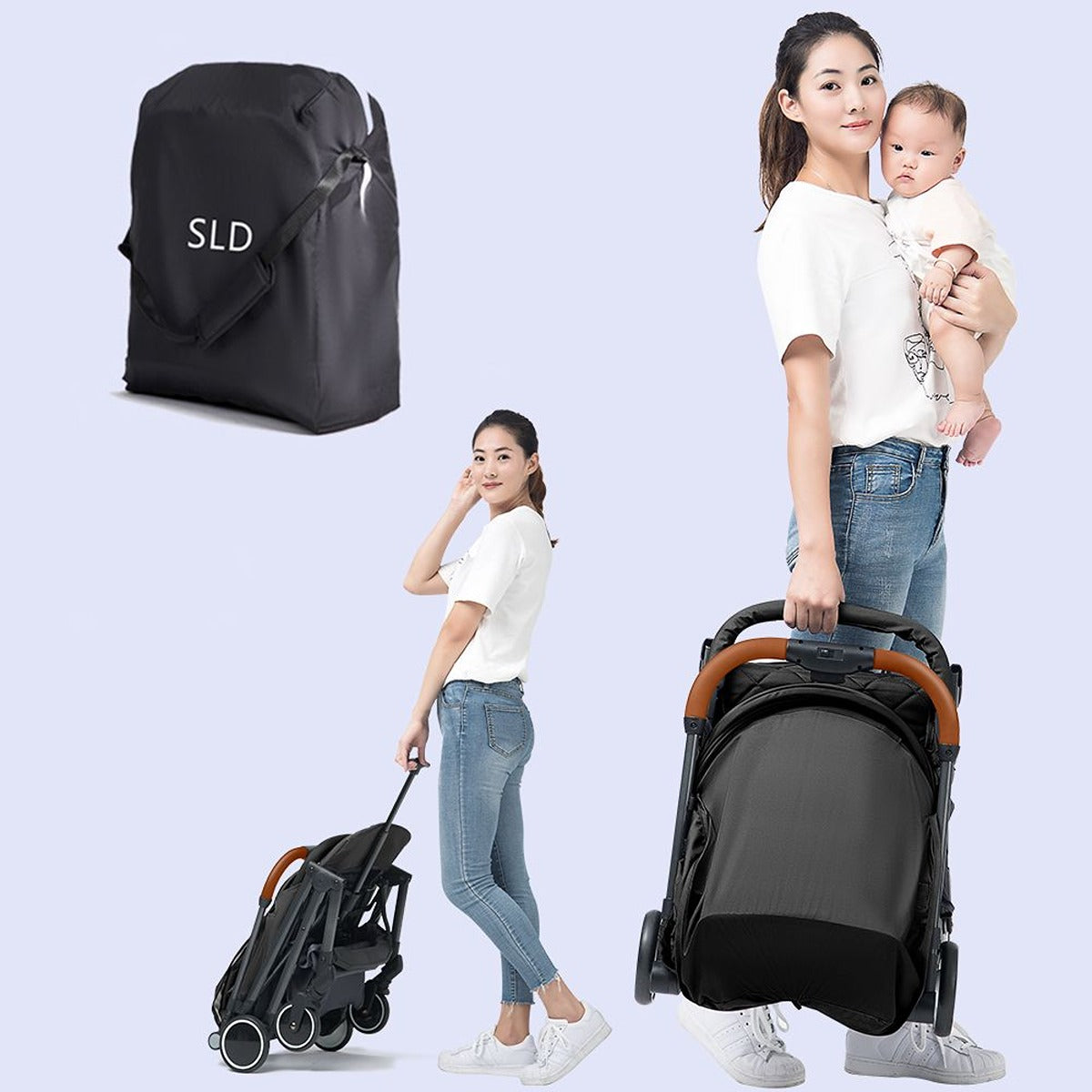 Teknum Teknum -  Travel Lite Stroller + Sunveno USB Diaper Bag  and Stroller Hooks - Black