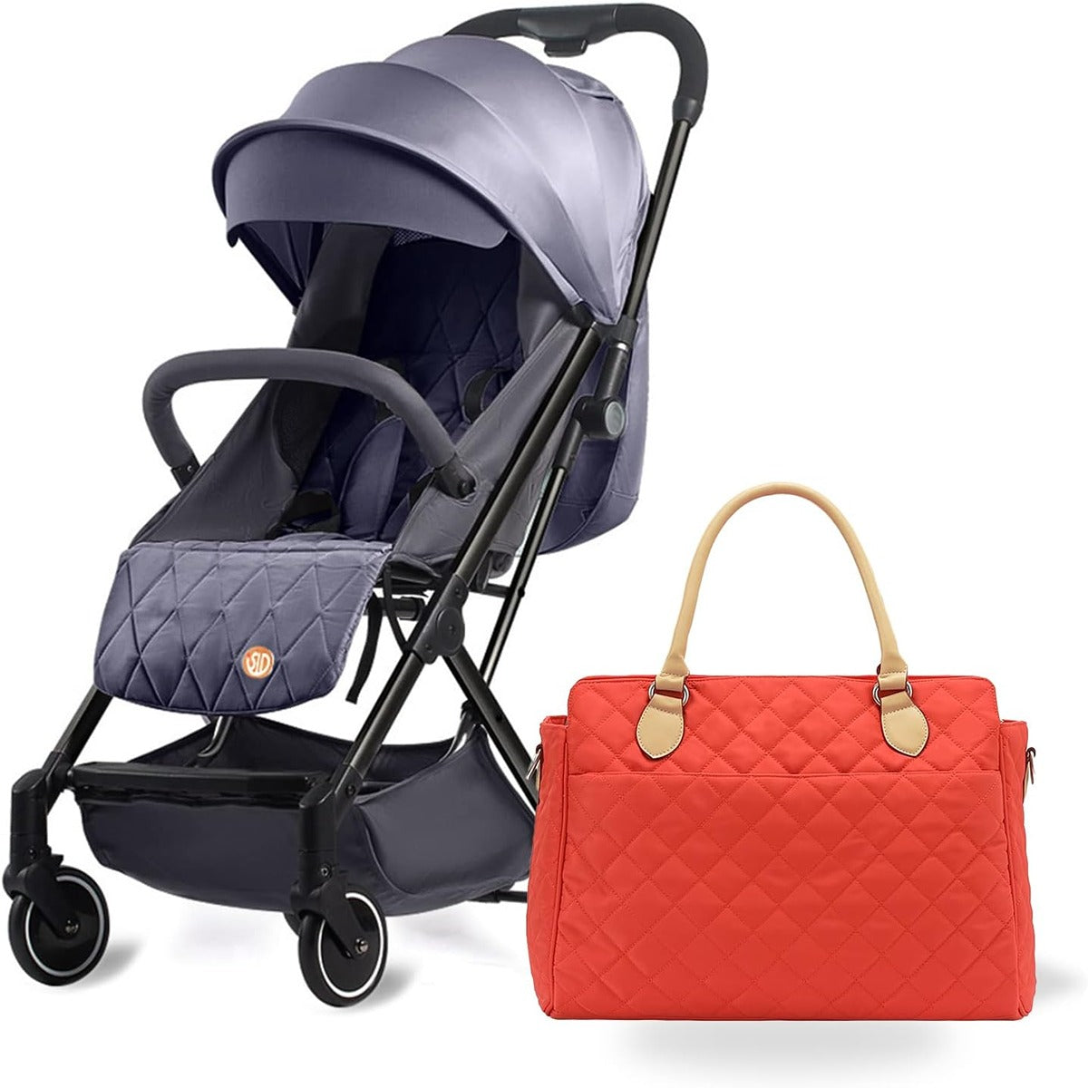 Teknum Travel Lite Stroller SLD by Teknum with Sunveno Styler Fashion diaper Bag Dark Grey