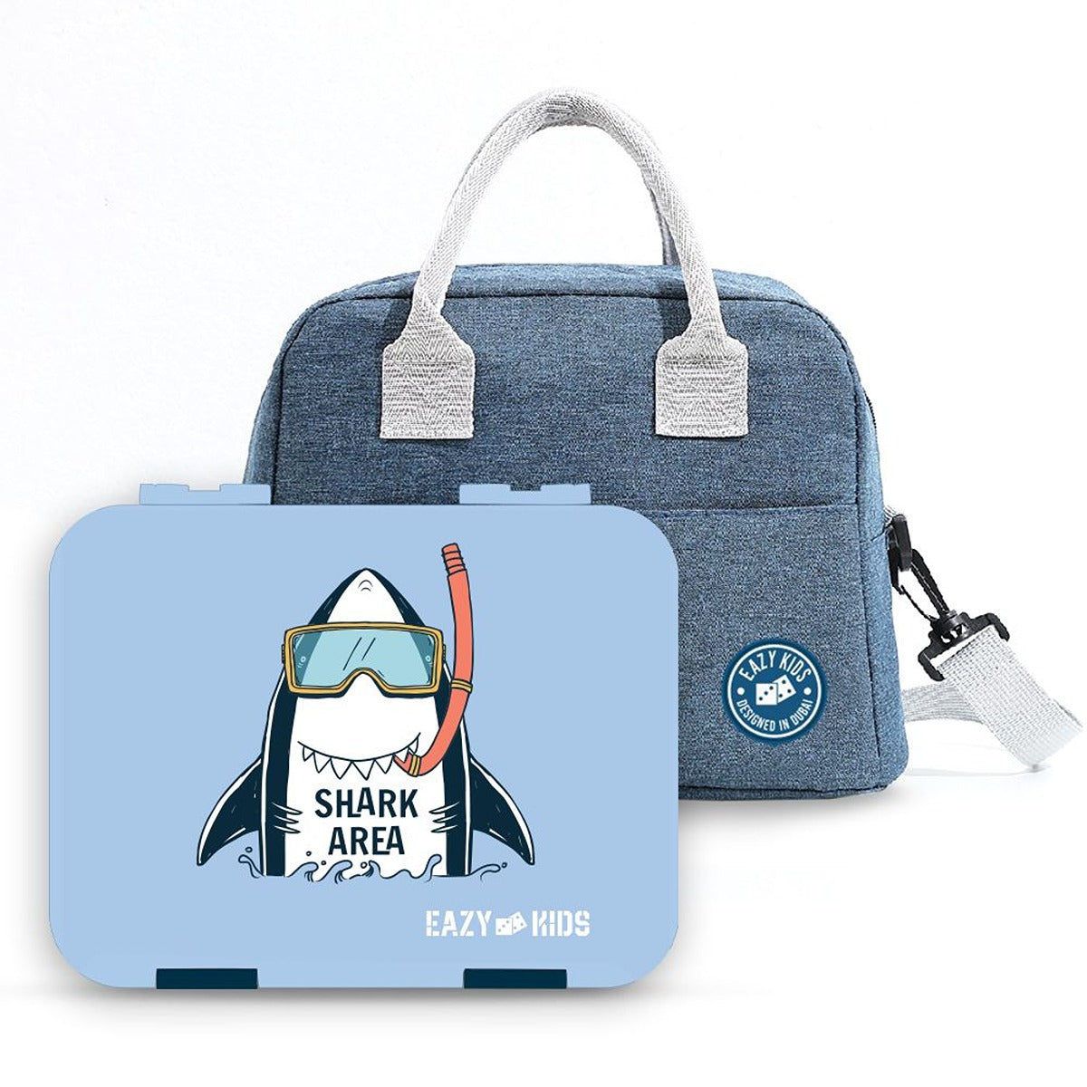 Eazy Kids Eazy Kids Bento Boxes w Insulated Lunch Bag Super Shark Blue