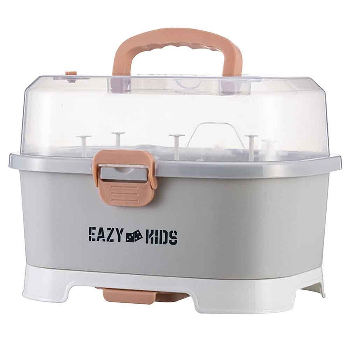 Eazy Kids Eazy Kids - 9 Peg Baby Bottle Drying Rack Storage Box - Grey