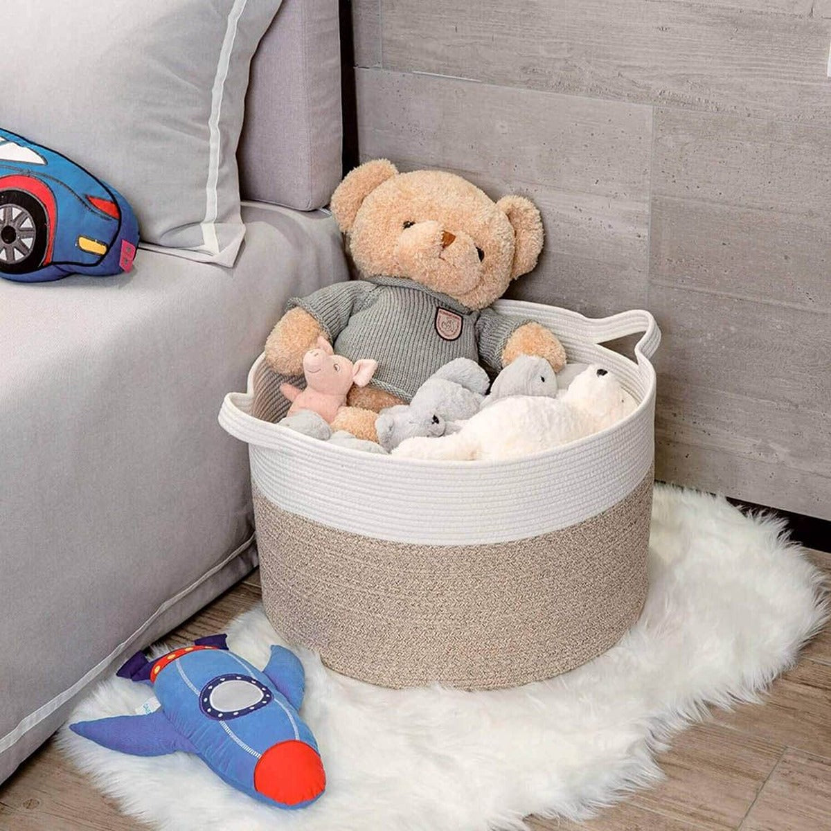 Little Story Little Story - Cotton Rope Diaper Caddy XL - Ivory