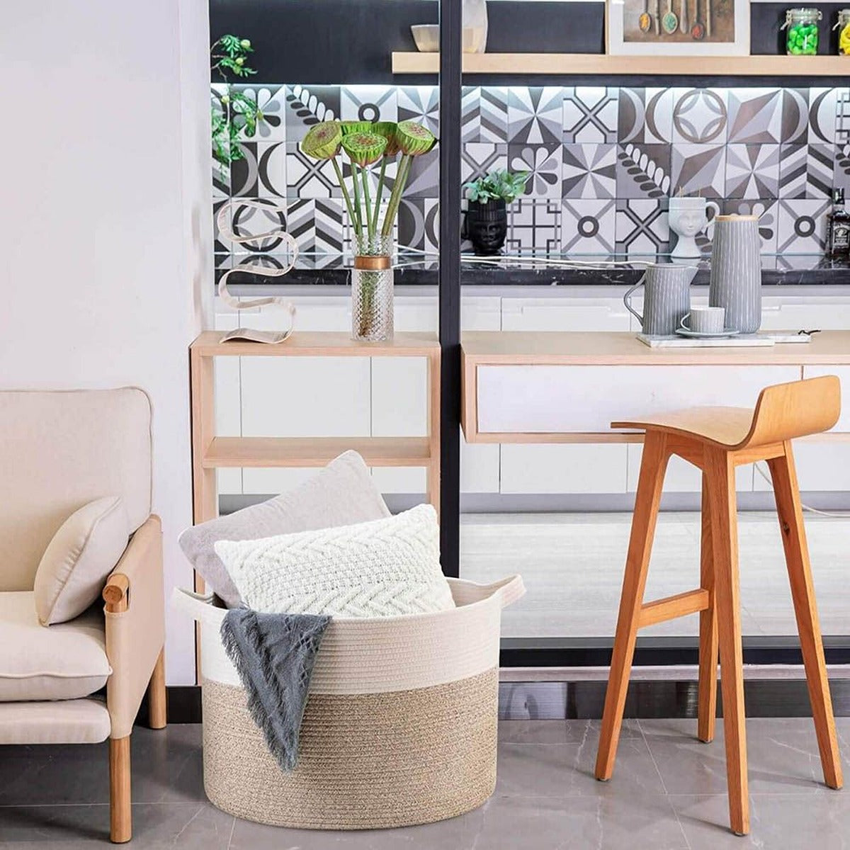 Little Story Little Story - Cotton Rope Diaper Caddy XL - Ivory