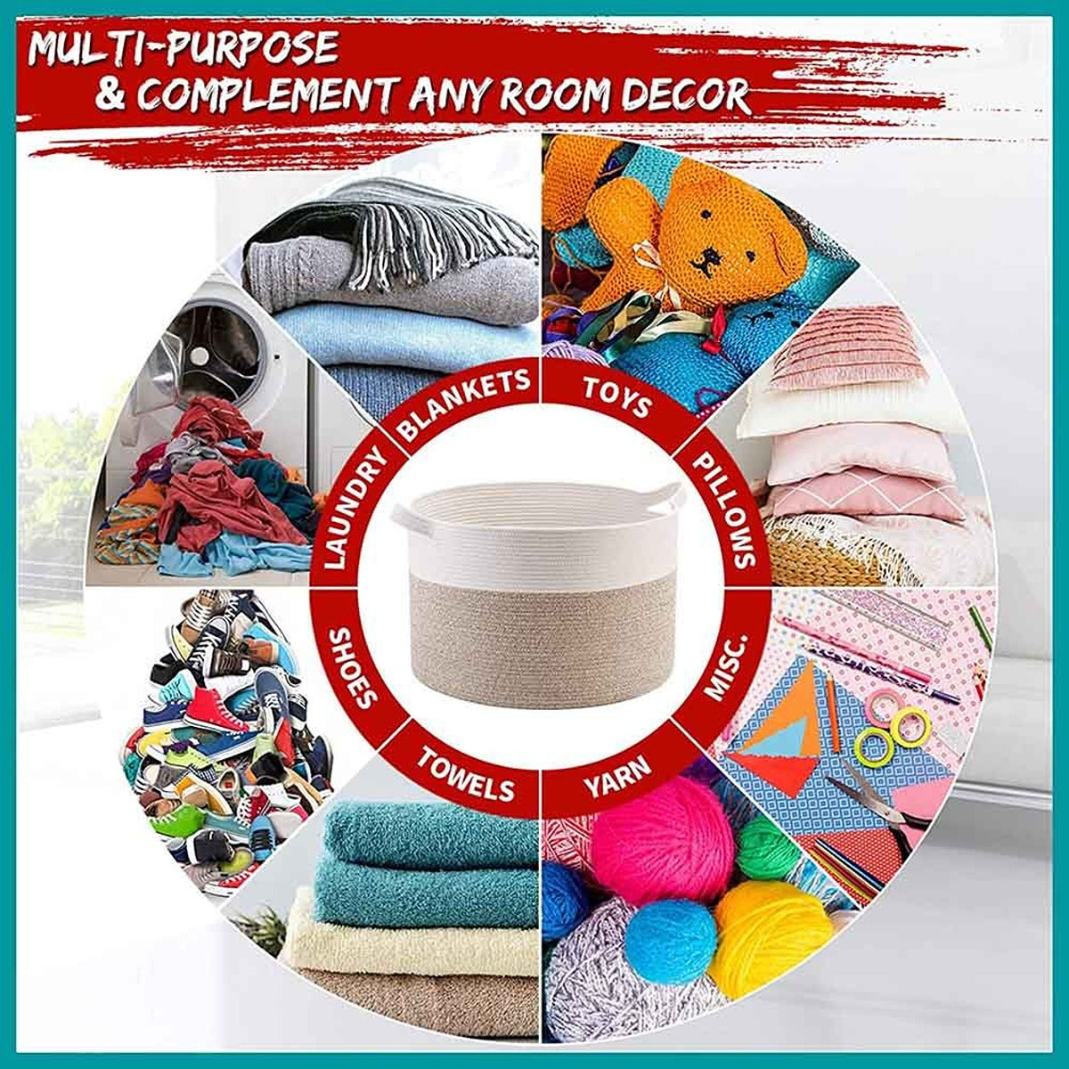 Little Story Little Story - Cotton Rope Diaper Caddy XL - Ivory