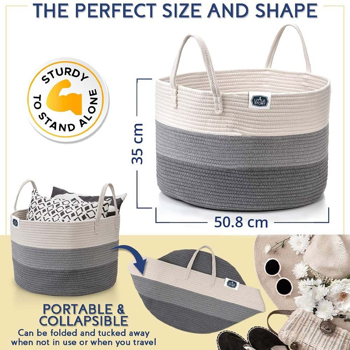 Little Story Little Story - Multi-Purpose/Laundry Caddy Basket XXL - Grey