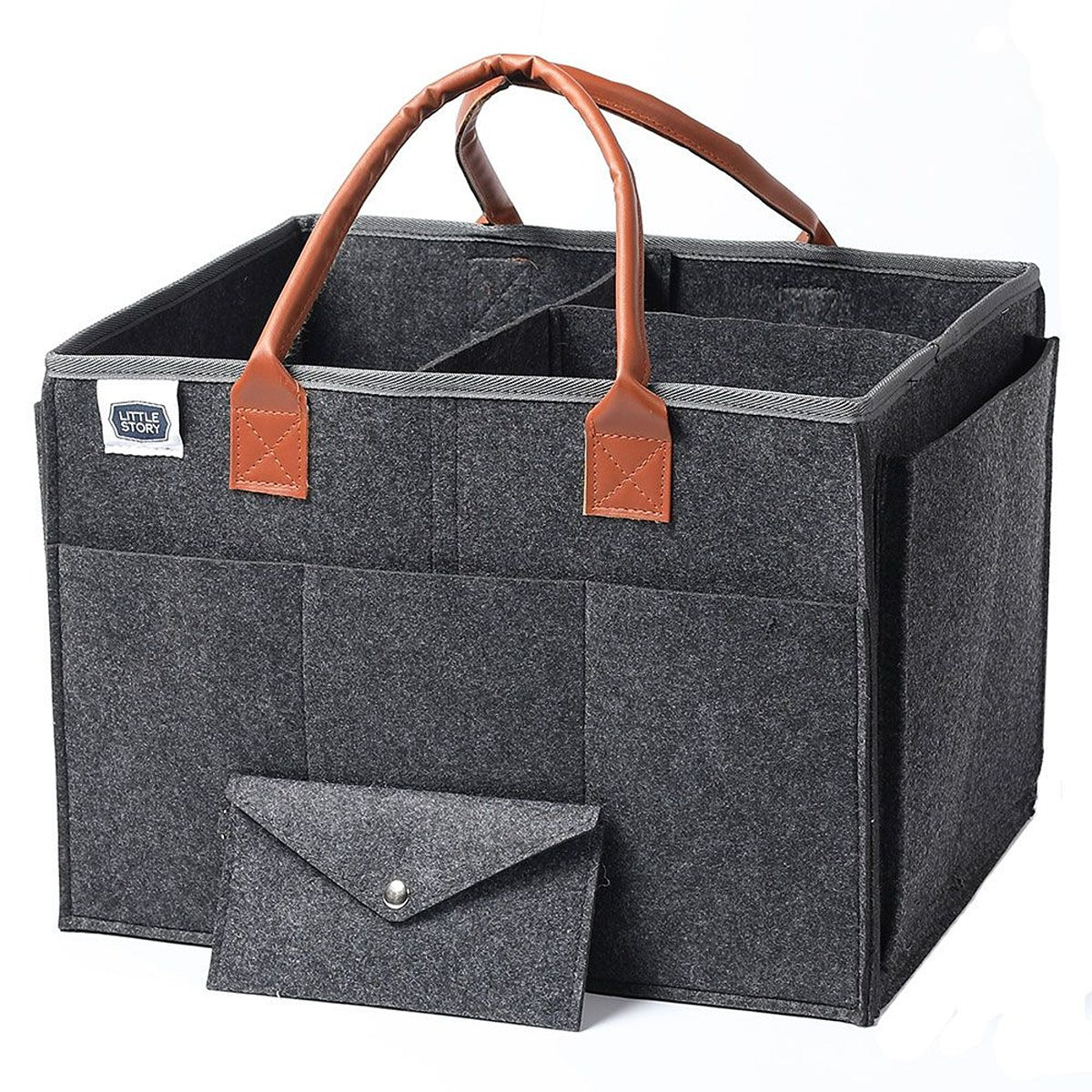 Little Story Little Story - Diaper Caddy + Travel Pouch Large - Dark Grey