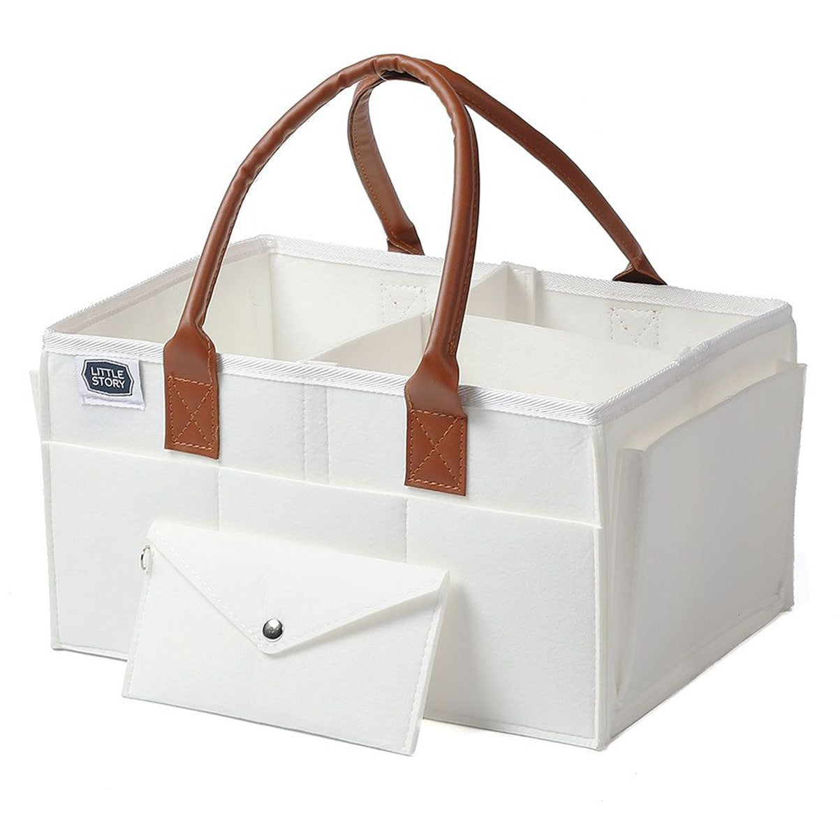 Little Story Little Story - Diaper Caddy + Travel Pouch Medium - White