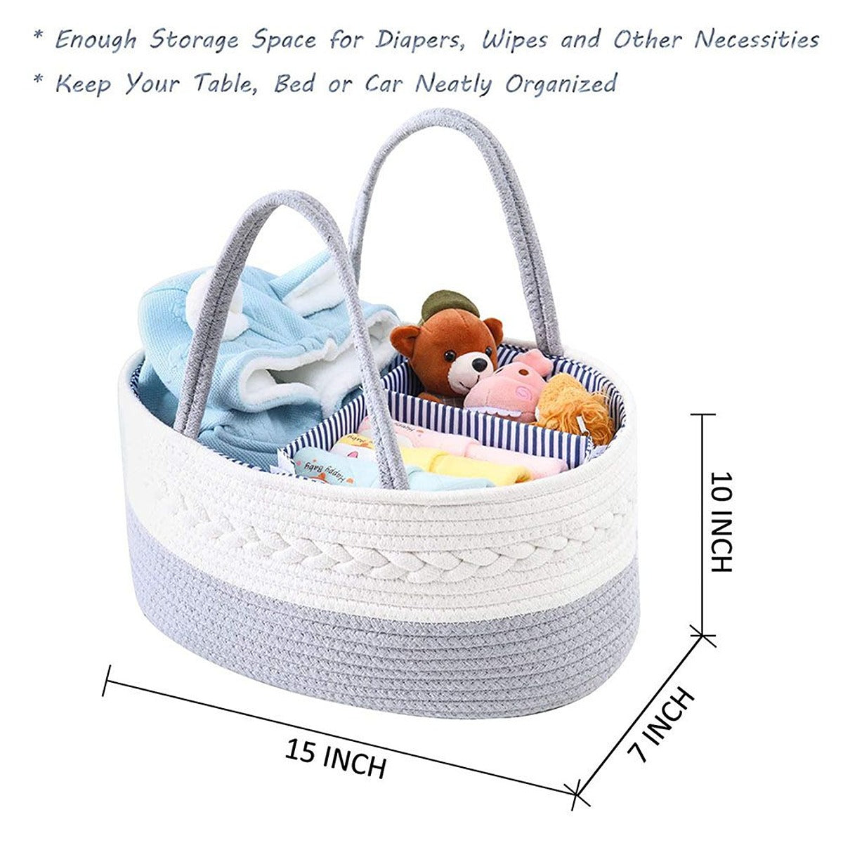 Little Story Little Story - Cotton Rope Diaper Caddy - Grey