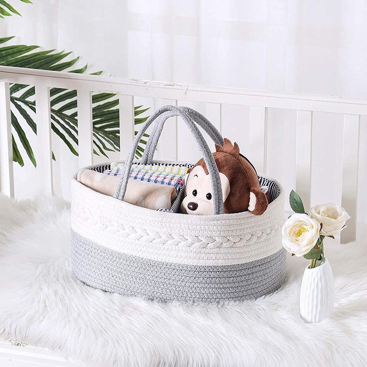 Little Story Little Story - Cotton Rope Diaper Caddy - Grey