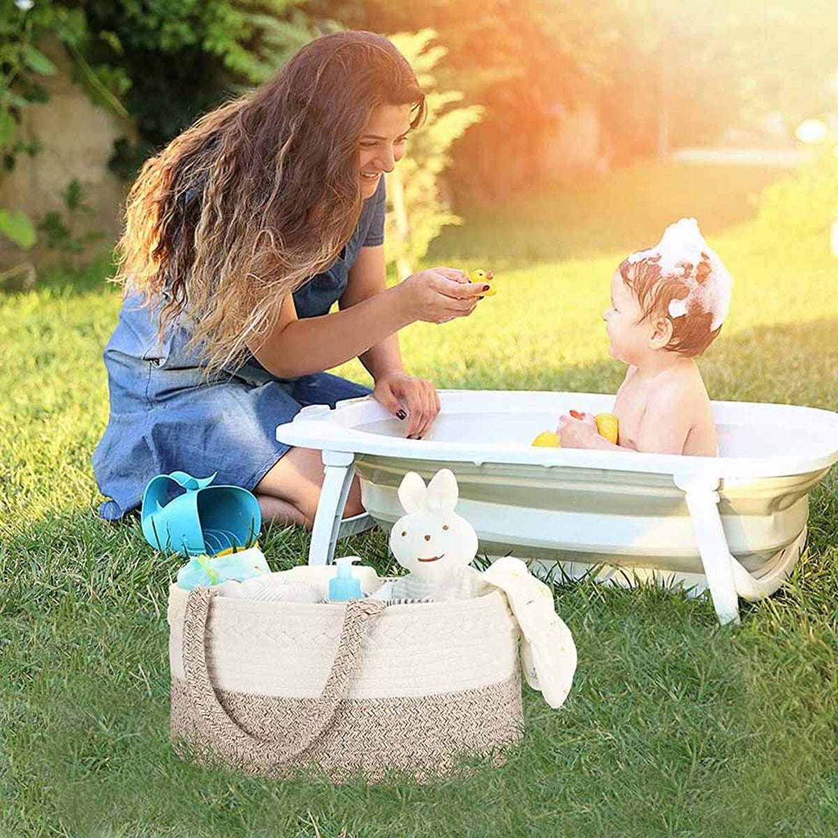 Little Story Little Story - Cotton Rope Diaper Caddy - Ivory