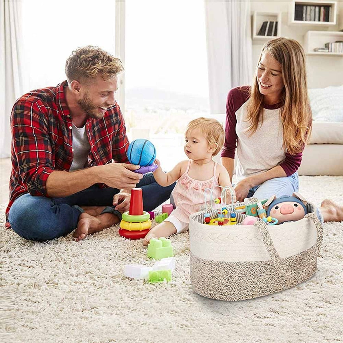 Little Story Little Story - Cotton Rope Diaper Caddy - Ivory