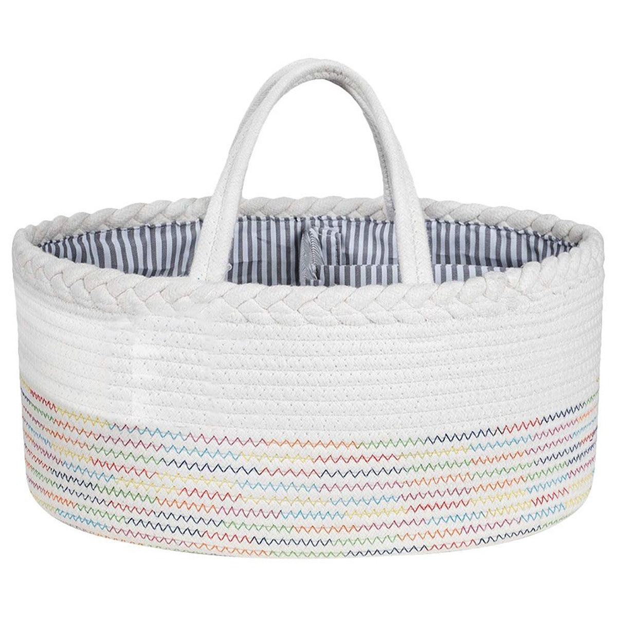 Little Story Little Story - Cotton Rope Diaper Caddy - White Rainbow