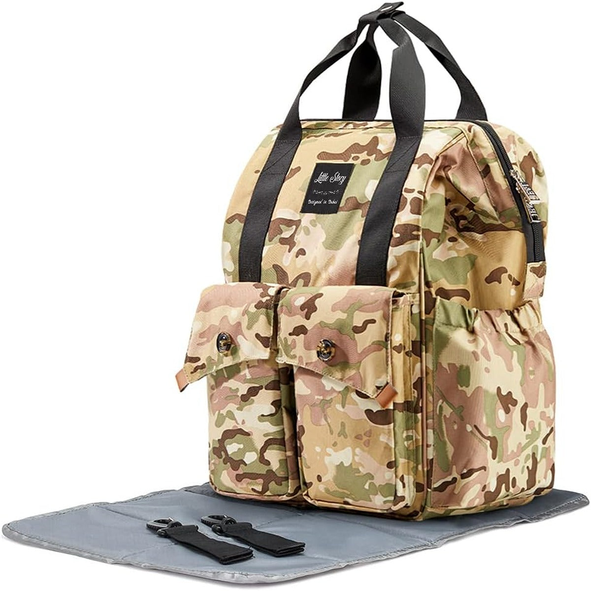 Little Story Little Story Elite Diaper Bag w Stroller Hooks Changing mat Camouflage