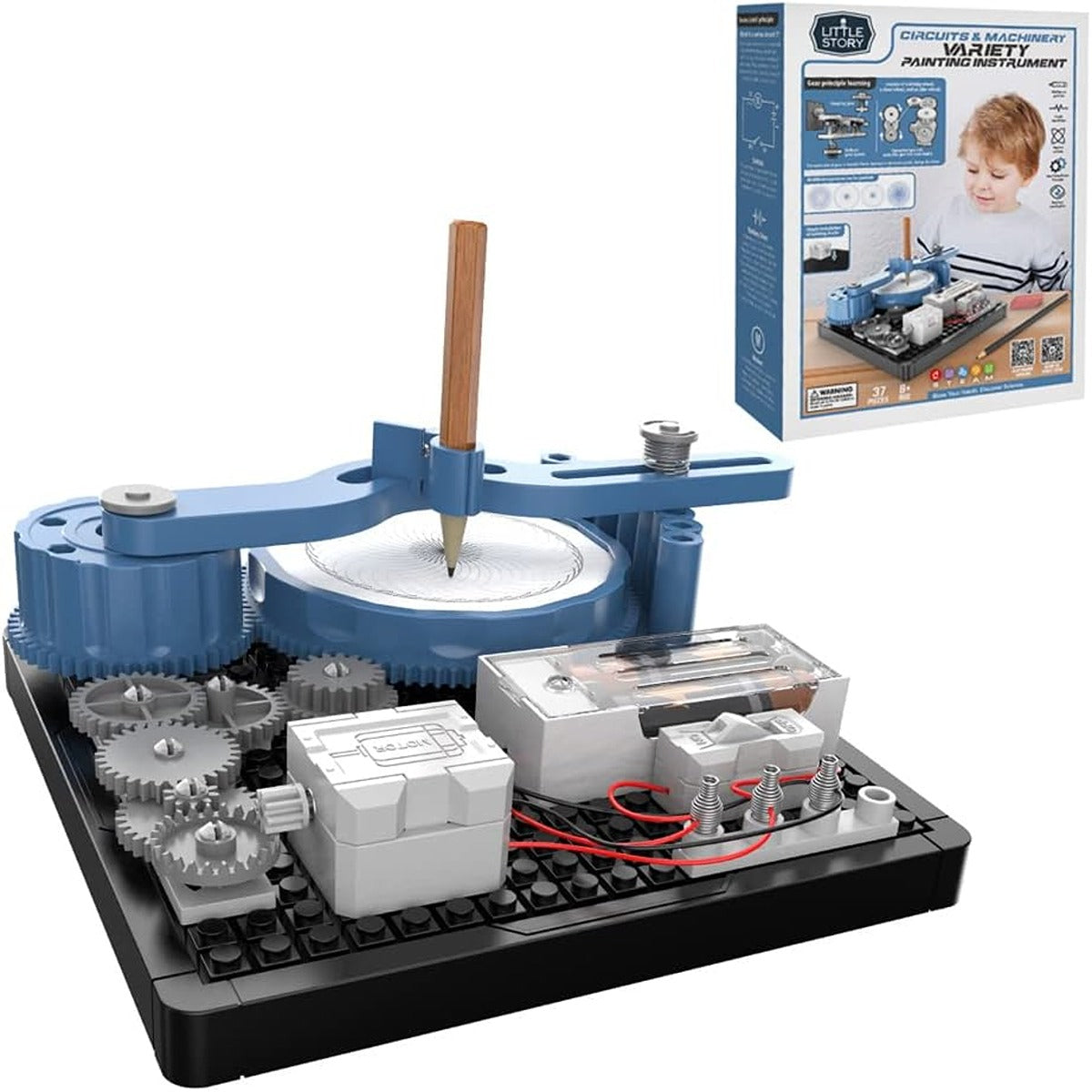 Little Story Little Story DIY 48 Pattern Electrical Painting Plotter Instrument 36 Pcs STEM Series Blue