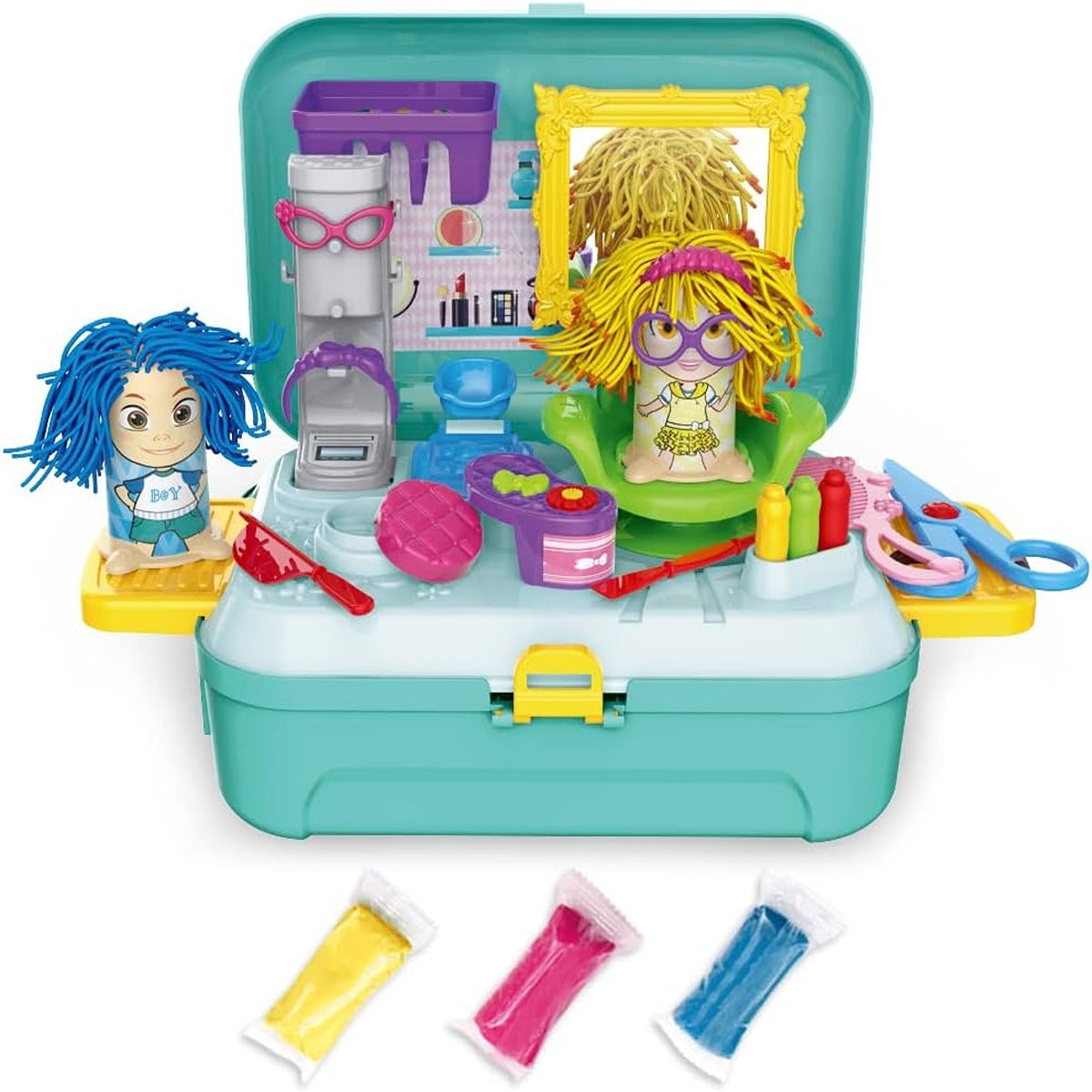 Little Story Little Story Role Play BeauticianMake Up Box With Dough Backpack 30 Pcs Green