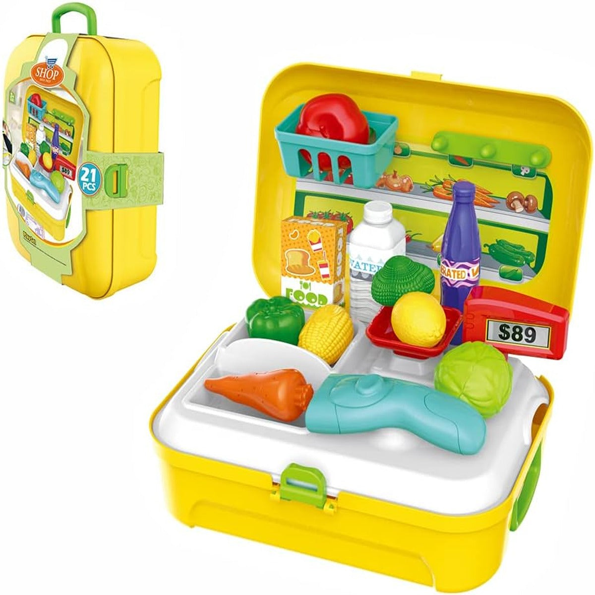 Little Story Little Story Role Play ShopkeeperSupermarket Set Box Backpack 21 Pcs Yellow