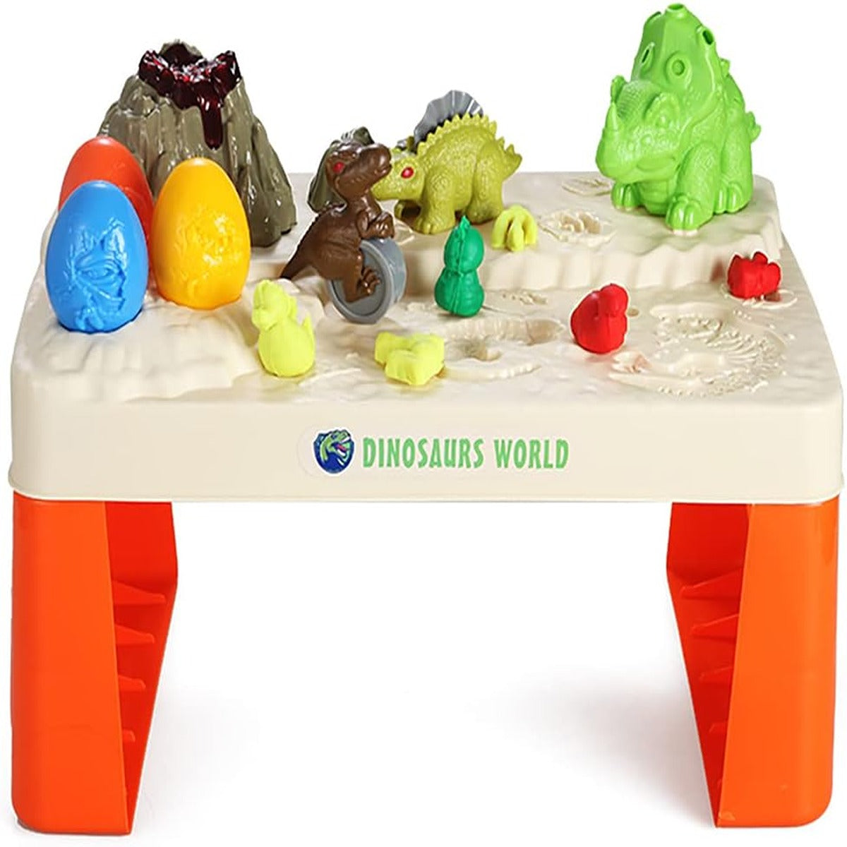Little Story Little Story Role Play Dinosaur World Toy Set 17 Pcs With Inbuilt Light Sound Volcano Dough White 2 In 1 Mode