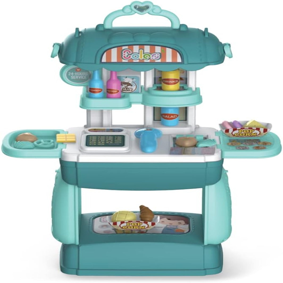 Little Story Little Story Role Play ShopkeeperSupermarket Toy Set Satchel 35 Pcs Green 3 In 1 Mode