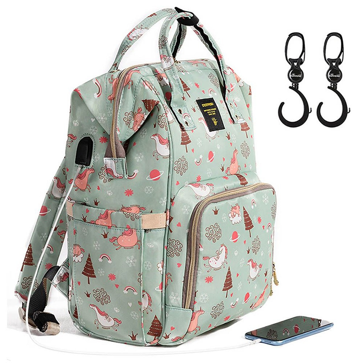 Sunveno Sunveno - Diaper Bag Green Dream XL w/ Stroller Hooks