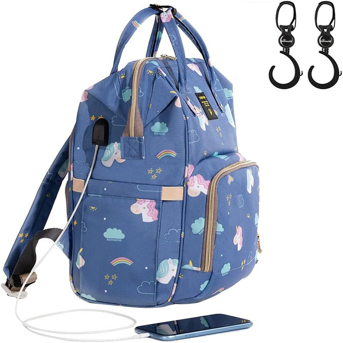 Sunveno Sunveno Diaper Bag Unicorn XL w Sunveno Stroller Hooks