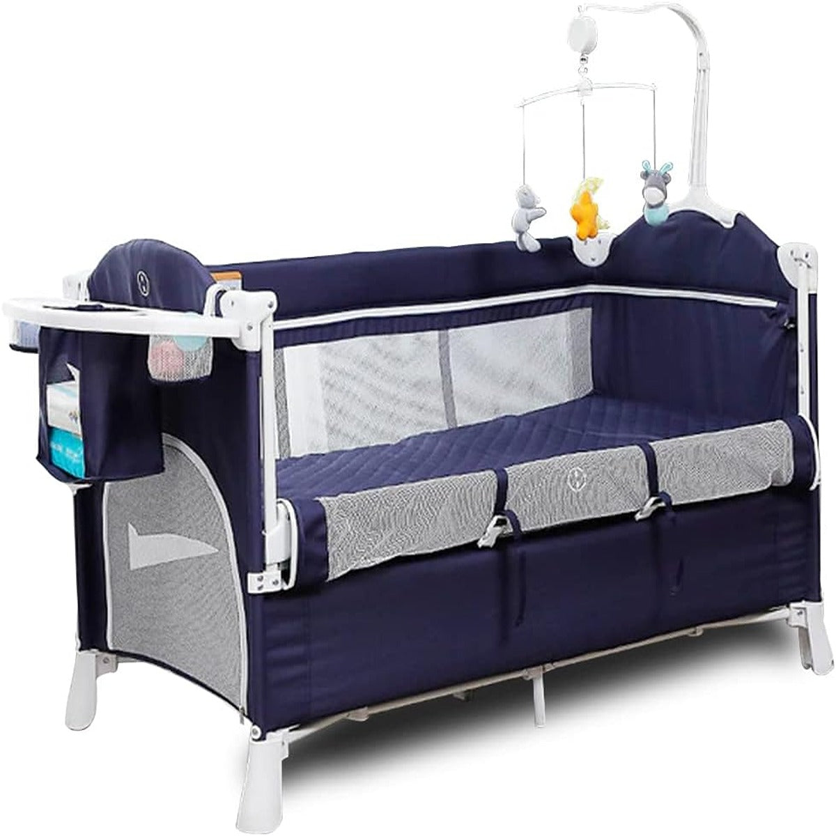 Teknum Teknum 4 in 1 Baby Bedside Co Sleeper Bassinet and Playpen wt Rocker Navy Blue
