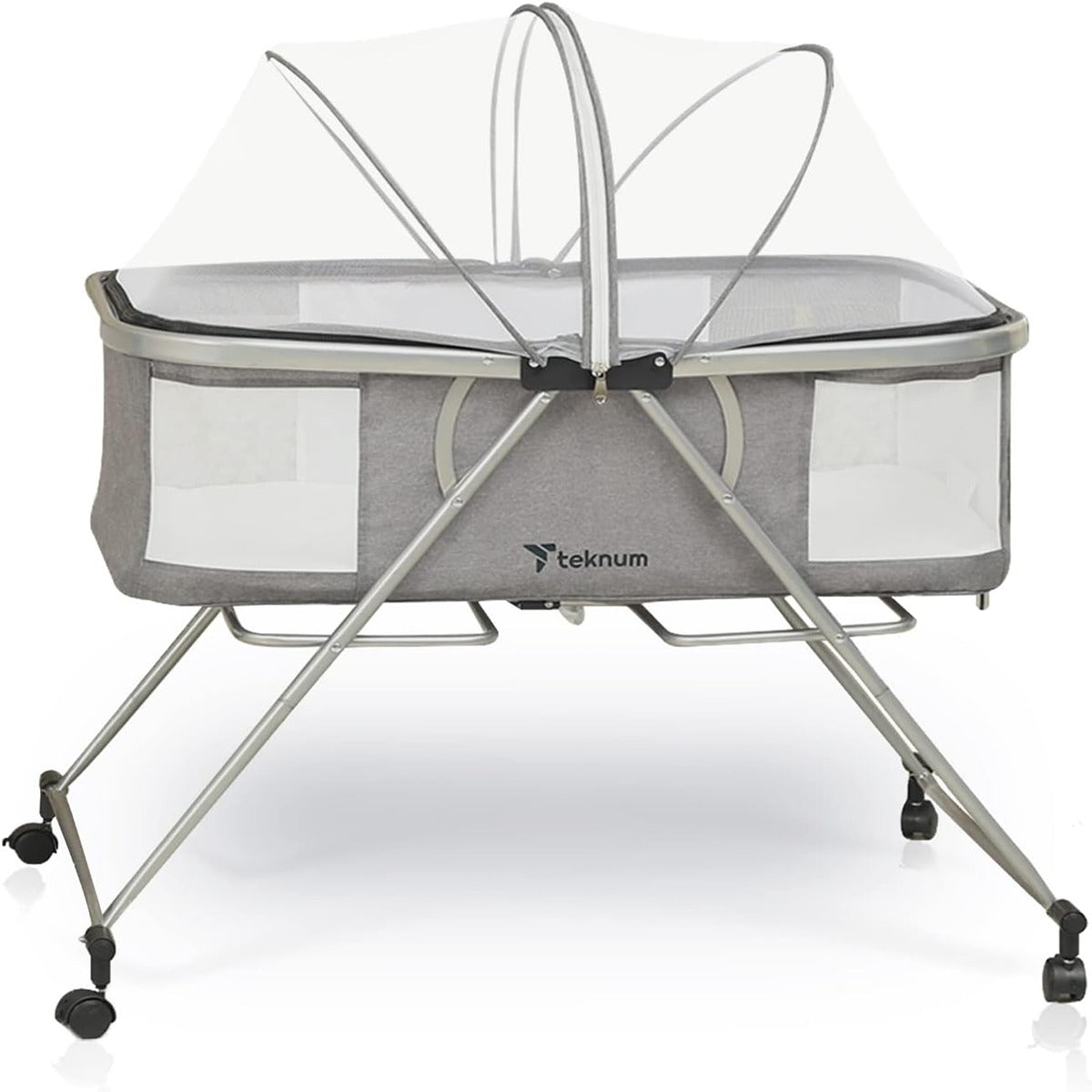 Teknum Teknum 3 IN 1 Baby CotCradle w Mosquito net Wheels Dark Grey
