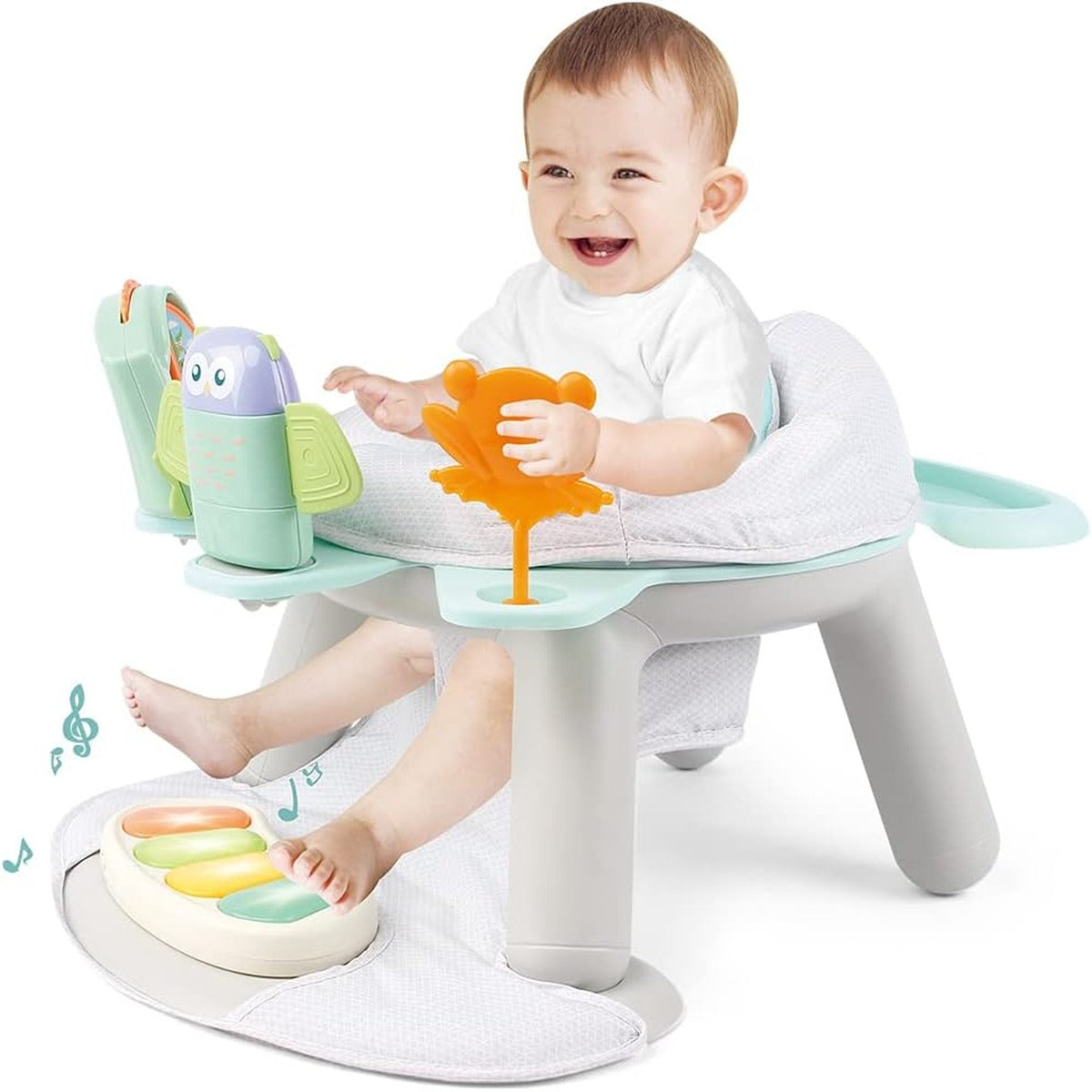 Teknum Teknum 2 IN 1 Dining Chair Toddler Play Seat W Pedal Piano White