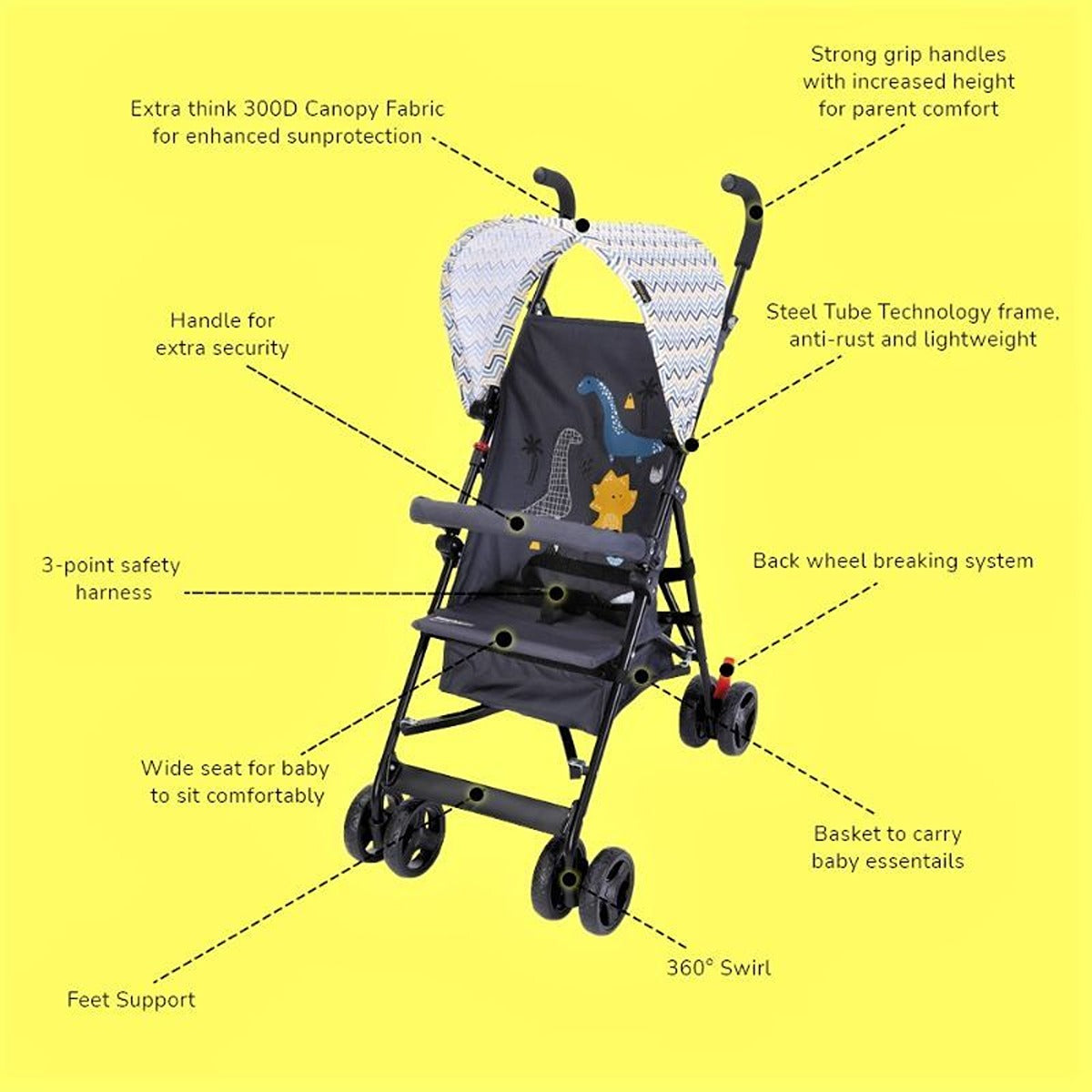 Teknum Teknum - Eco Lite Stroller - Yellow Wave