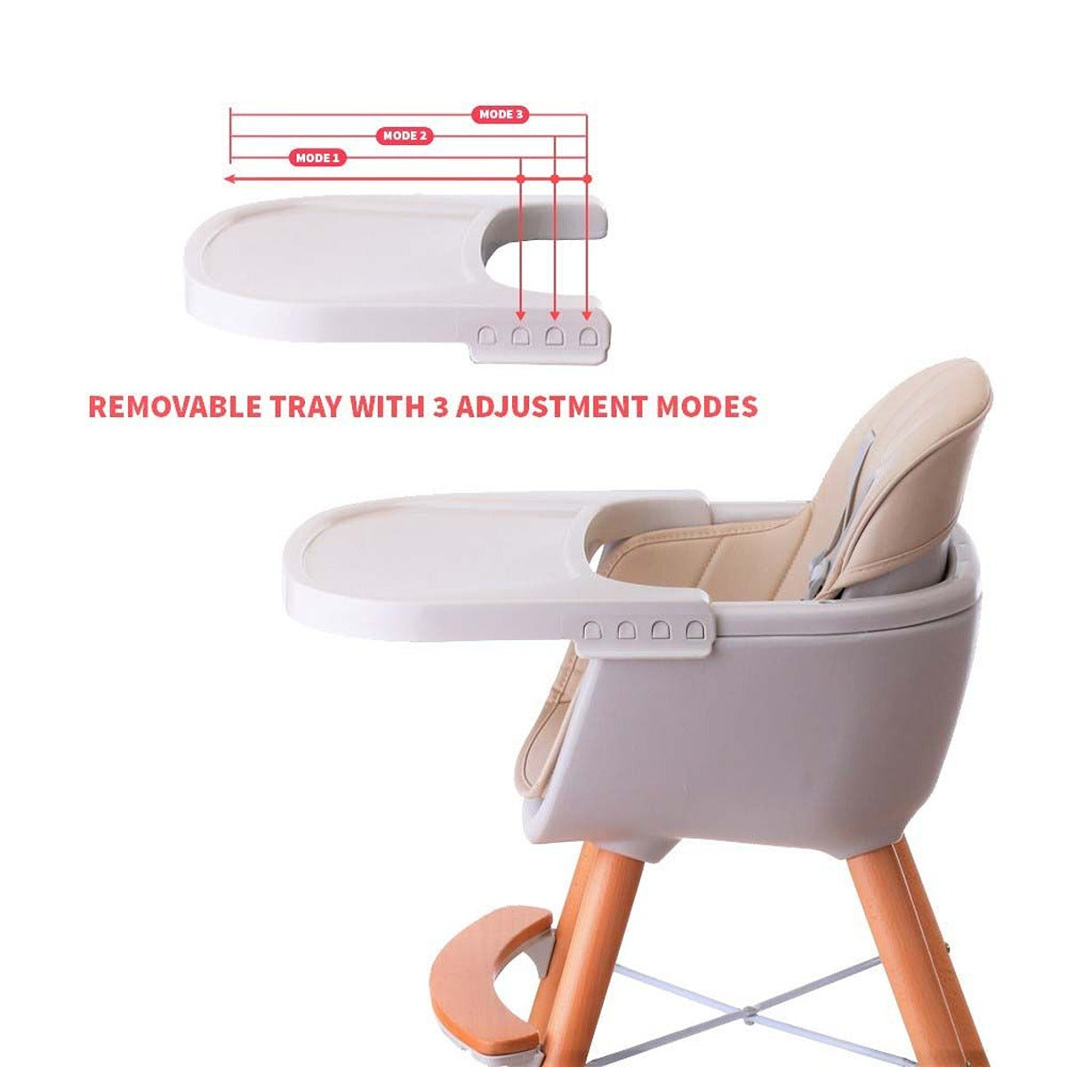 Teknum Teknum - Premium Dual Height Wooden High Chair - Ivory