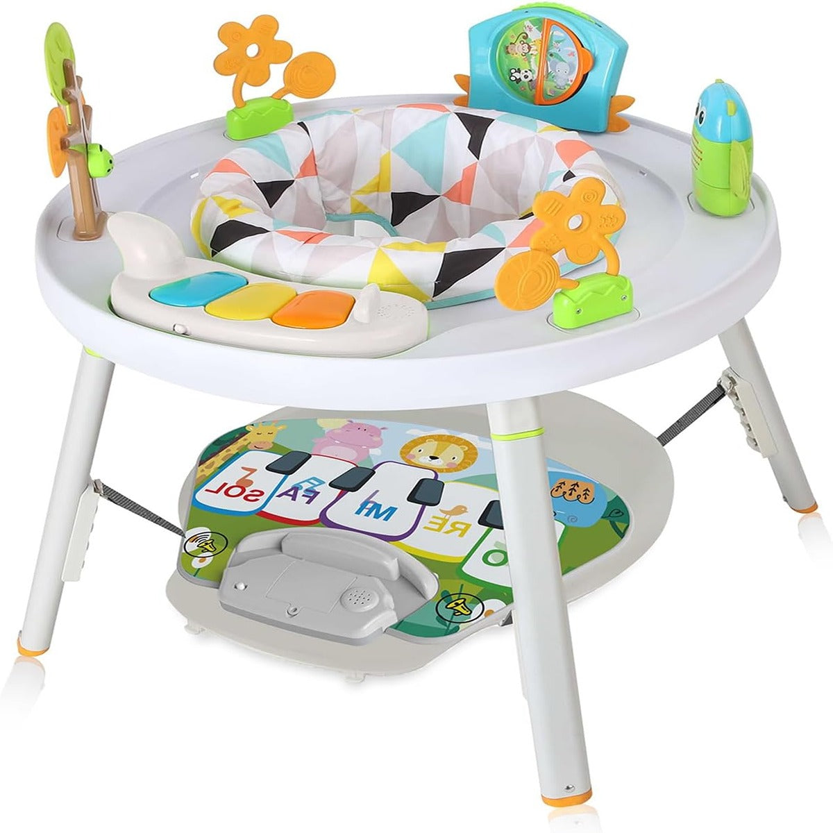 Teknum Teknum 4 IN 1 Activity Jumper Feeding Chair Drawing Table Playing Station w Musical Mat Detachable Toys Musical Piano White