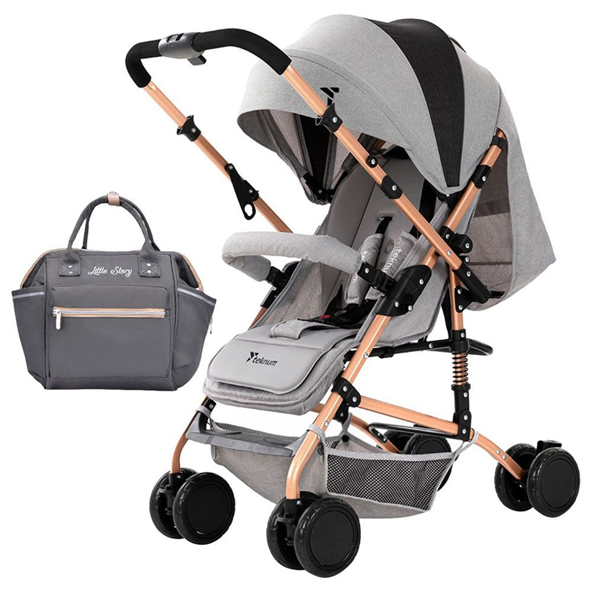 Teknum Teknum - Reversible Trip Stroller w/ Ace Diaper Bag - Grey