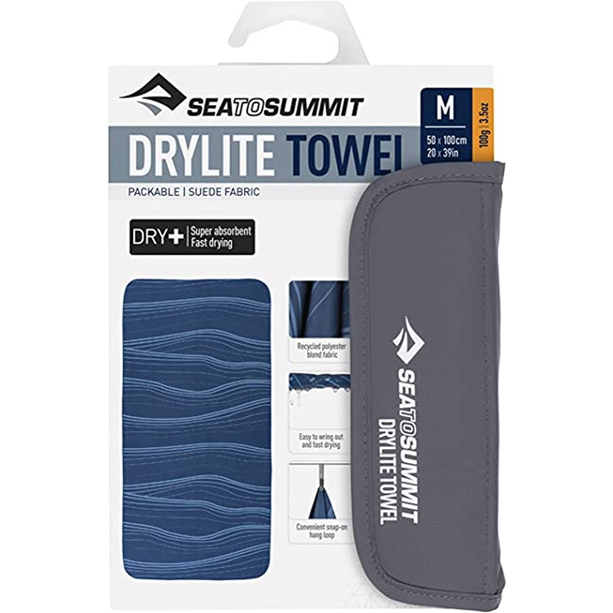 Sea to Summit S2S Drylite Towel M Atlantic Wave | Bath Towel | Gym Towel | Yoga Towel | Swimming Towel