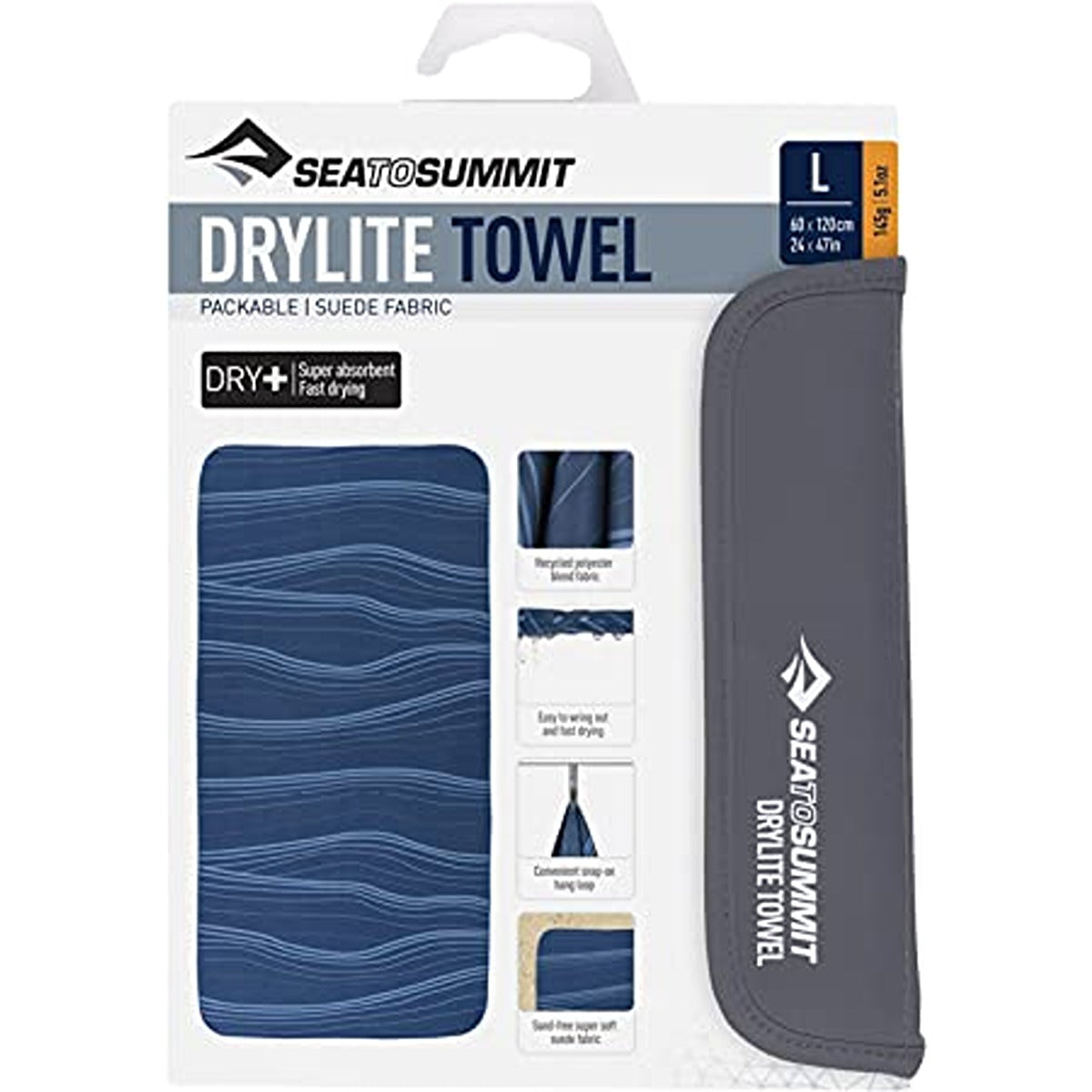 Sea to Summit S2S Drylite Towel L Atlantic Wave | Bath Towel | Gym Towel | Yoga Towel | Swimming Towel