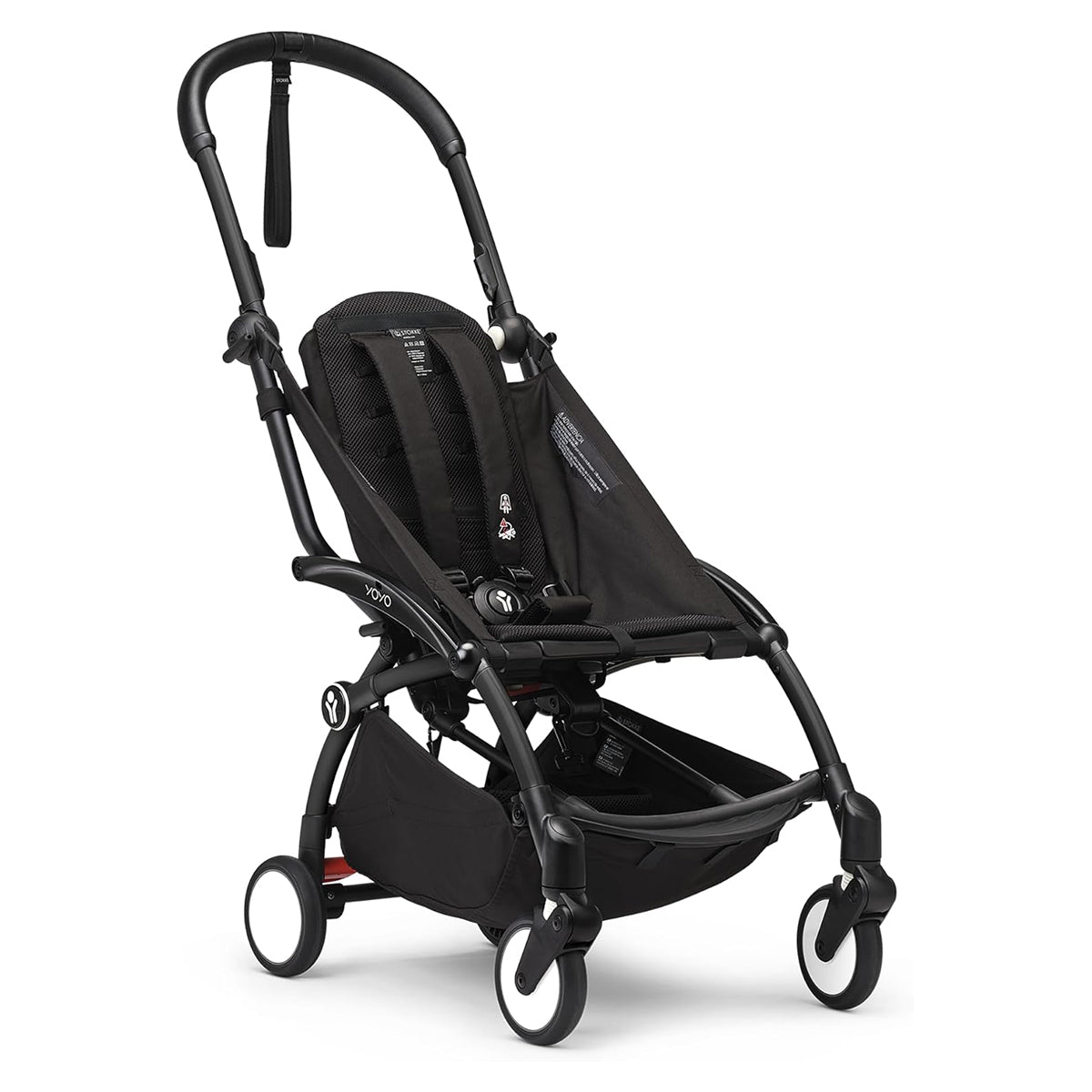 YOYO3 Black Frame - Textile Set Not Included - Includes 5-Point Harness, Adjustable Backrest, Sun Canopy Extenders, Padded Shoulder Straps & Protective Storage Bag
