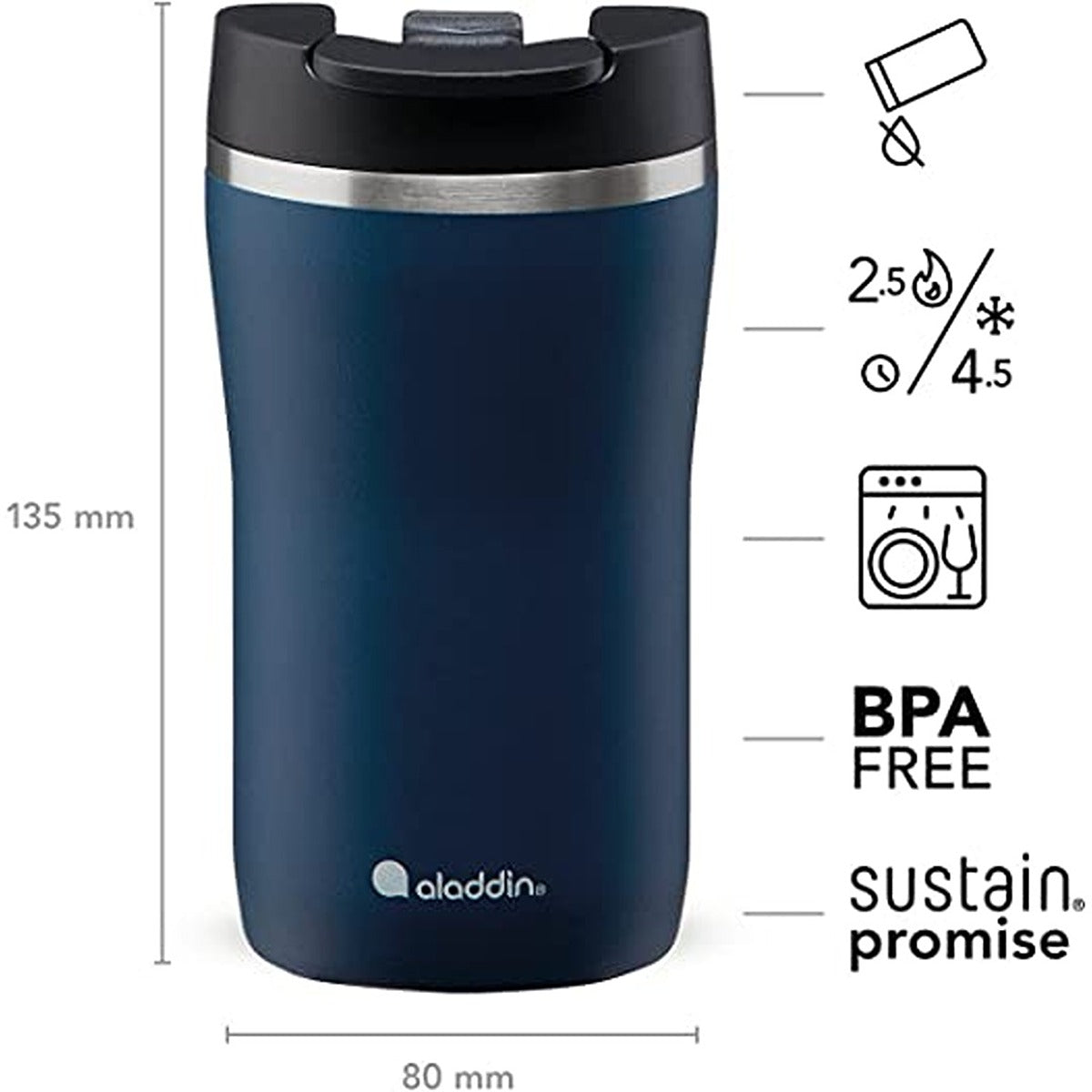 Aladdin Cafأ© Thermavac Leak-Lockâ„¢ SS Mug 0.25L Deep Navy