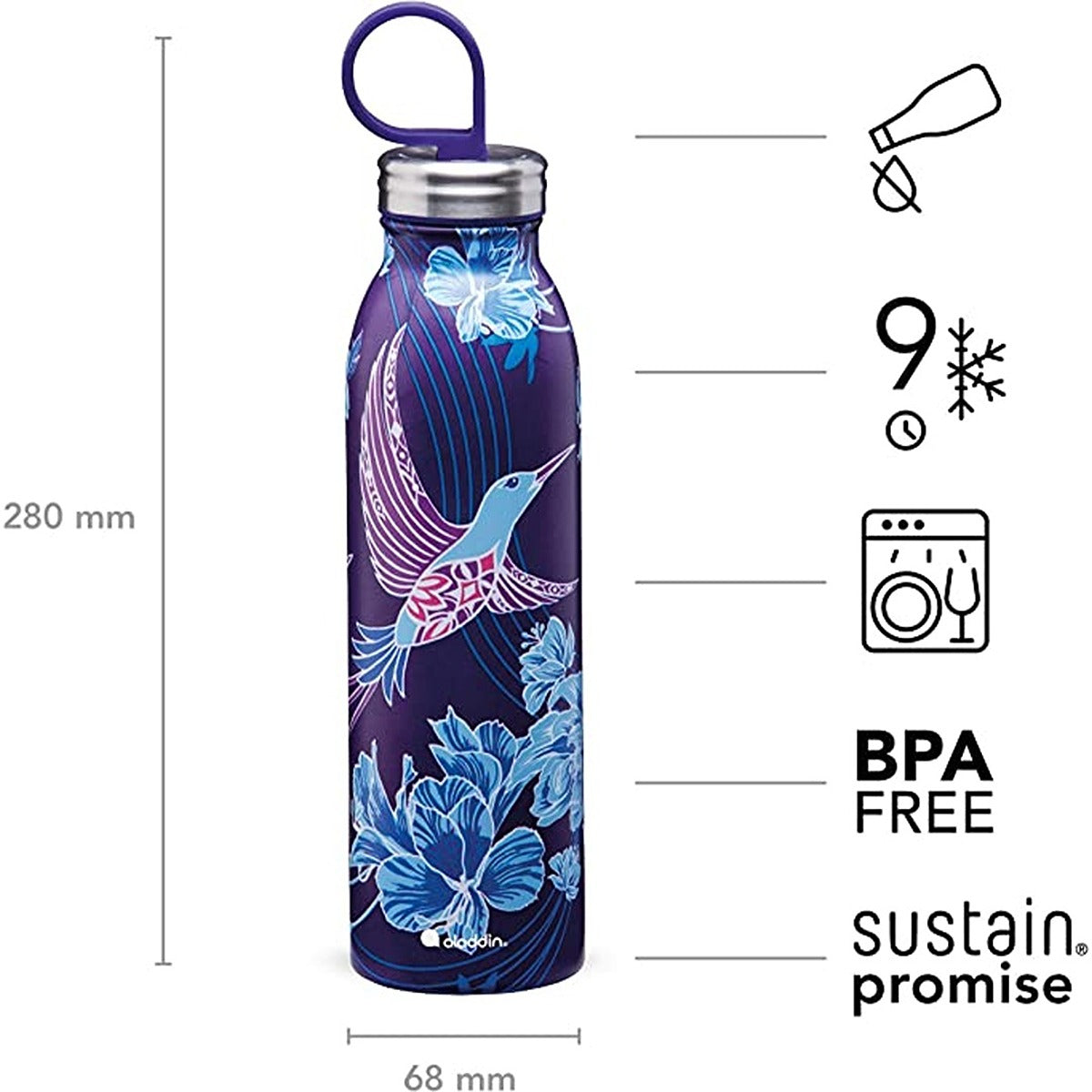 Aladdin Chilled Thermavac Wtr Btl 0.55L Riverside Indigo