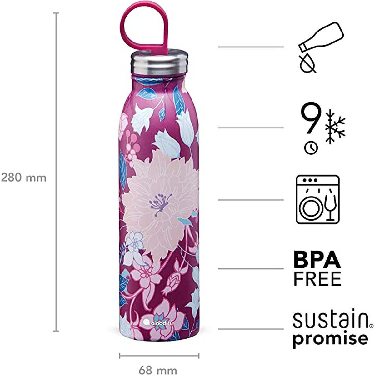 Aladdin Chilled Thermavac Wtr Btl 0.55L Dahlia Berry