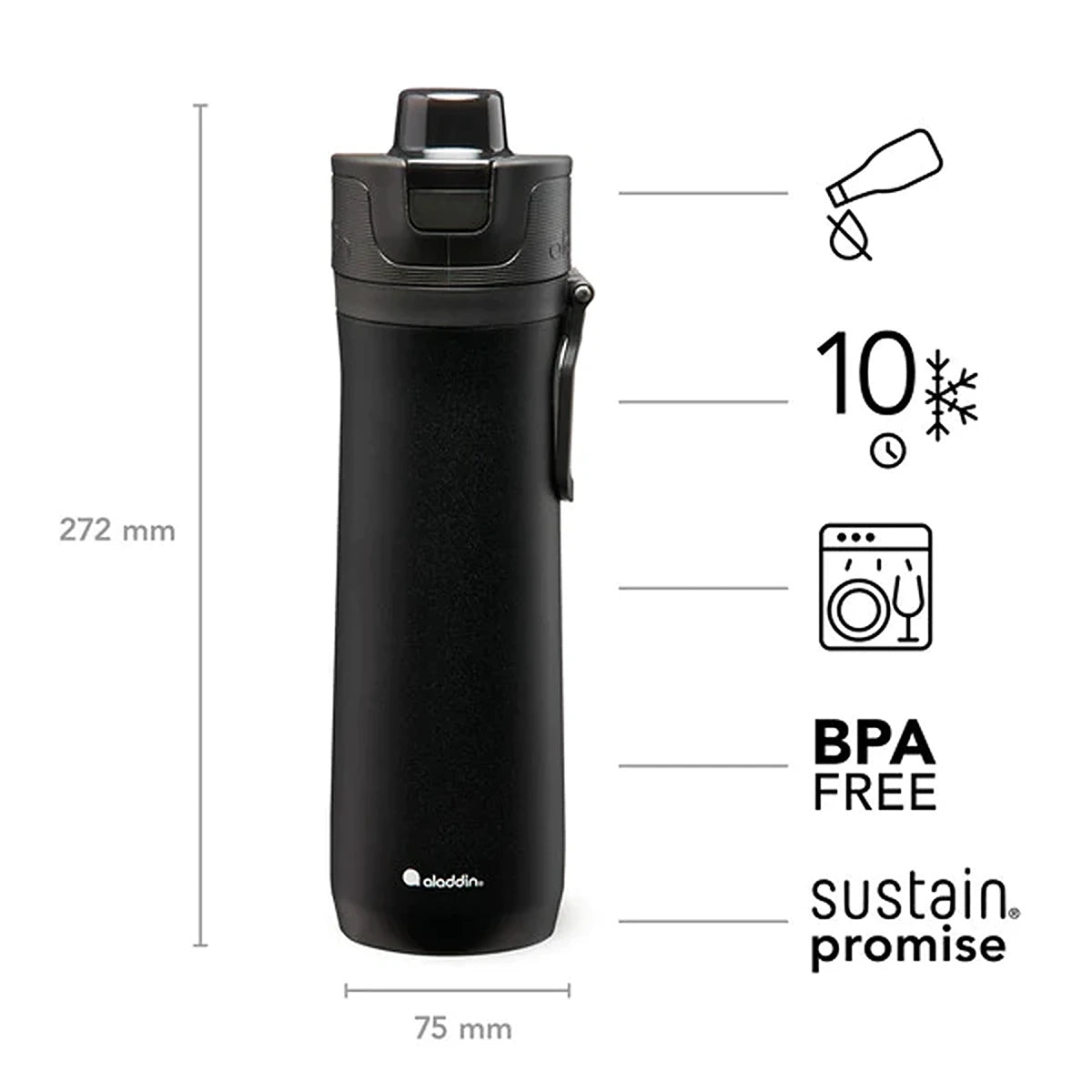 Aladdin 0.6L Sports Thermavac Btl Lava Black